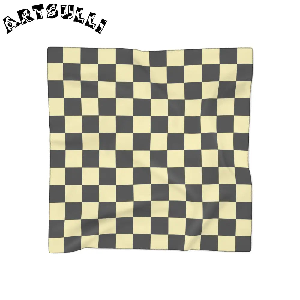 JAKKOUTTHEBXX Checkerboard Black and Yellow Poly Scarf JAKKOUTTHEBXX
