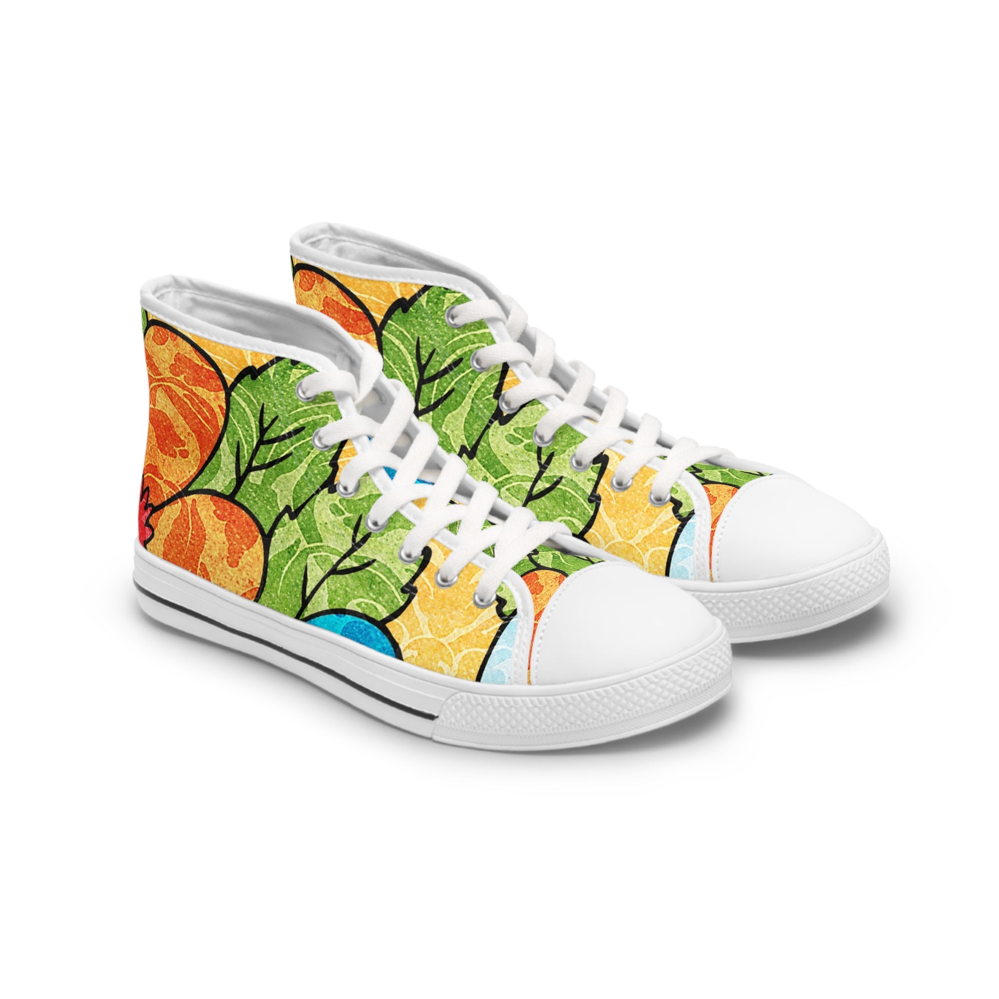 Groovy Yellow Floral Kl Women's High Top Sneakers, Artsulli - Art is Long, Life is Short, Shoes, Size, US 5.5, Color, White sole, , , 25263599598543728166