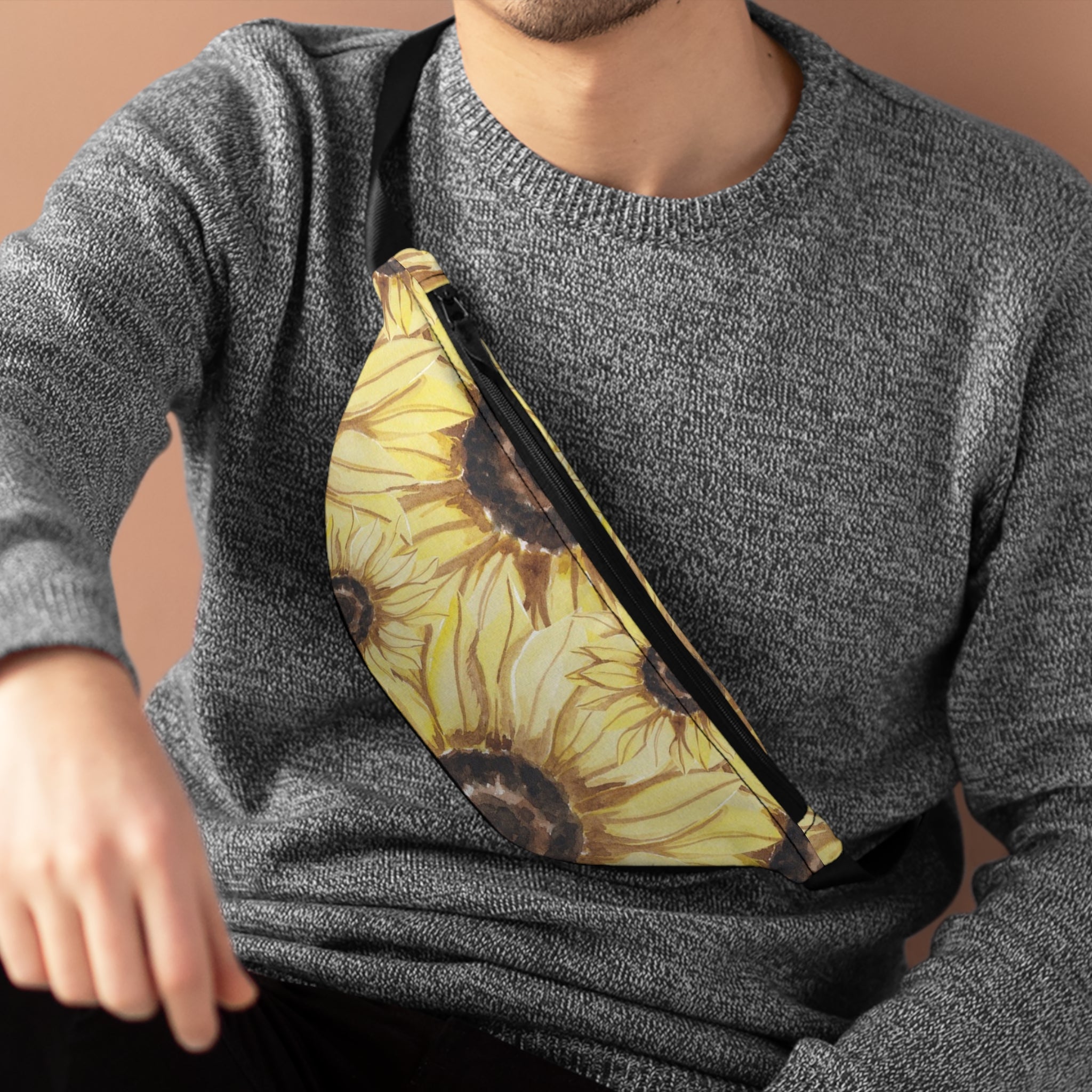 Retro Anime Sunflower Fanny Pack, Artsulli - Art is Long, Life is Short, Bags, , , , , , , 