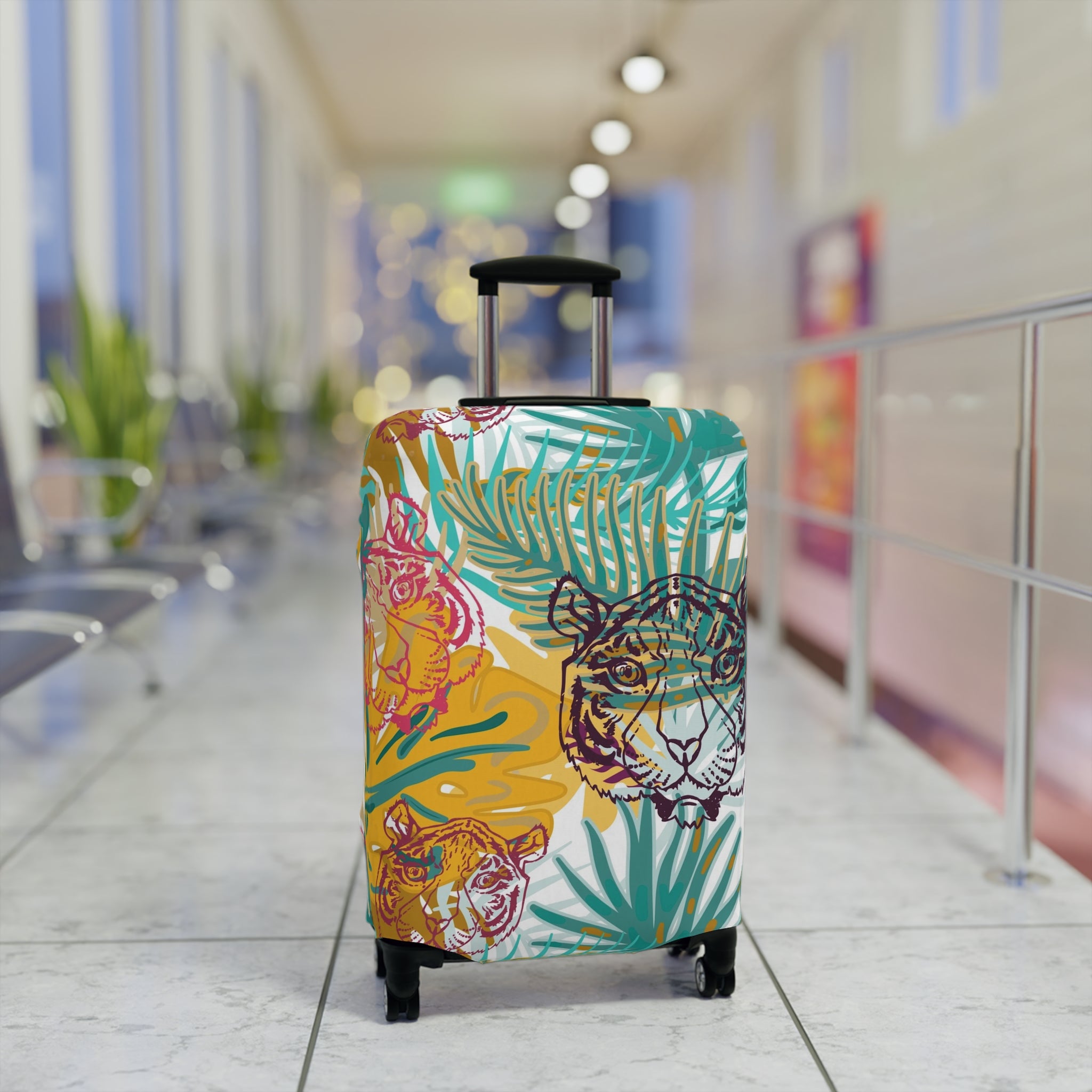 Tropical Jungle Tigers Brown and Green Luggage Cover, Artsulli - Art is Long, Life is Short, Accessories, , , , , , , 