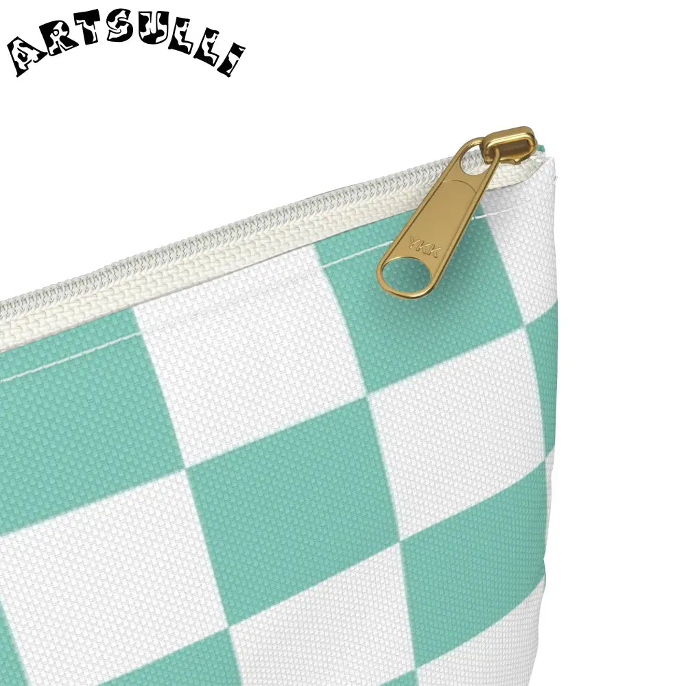 JAKKOUTTHEBXX Checkerboard Light Green Accessory Pouch JAKKOUTTHEBXX