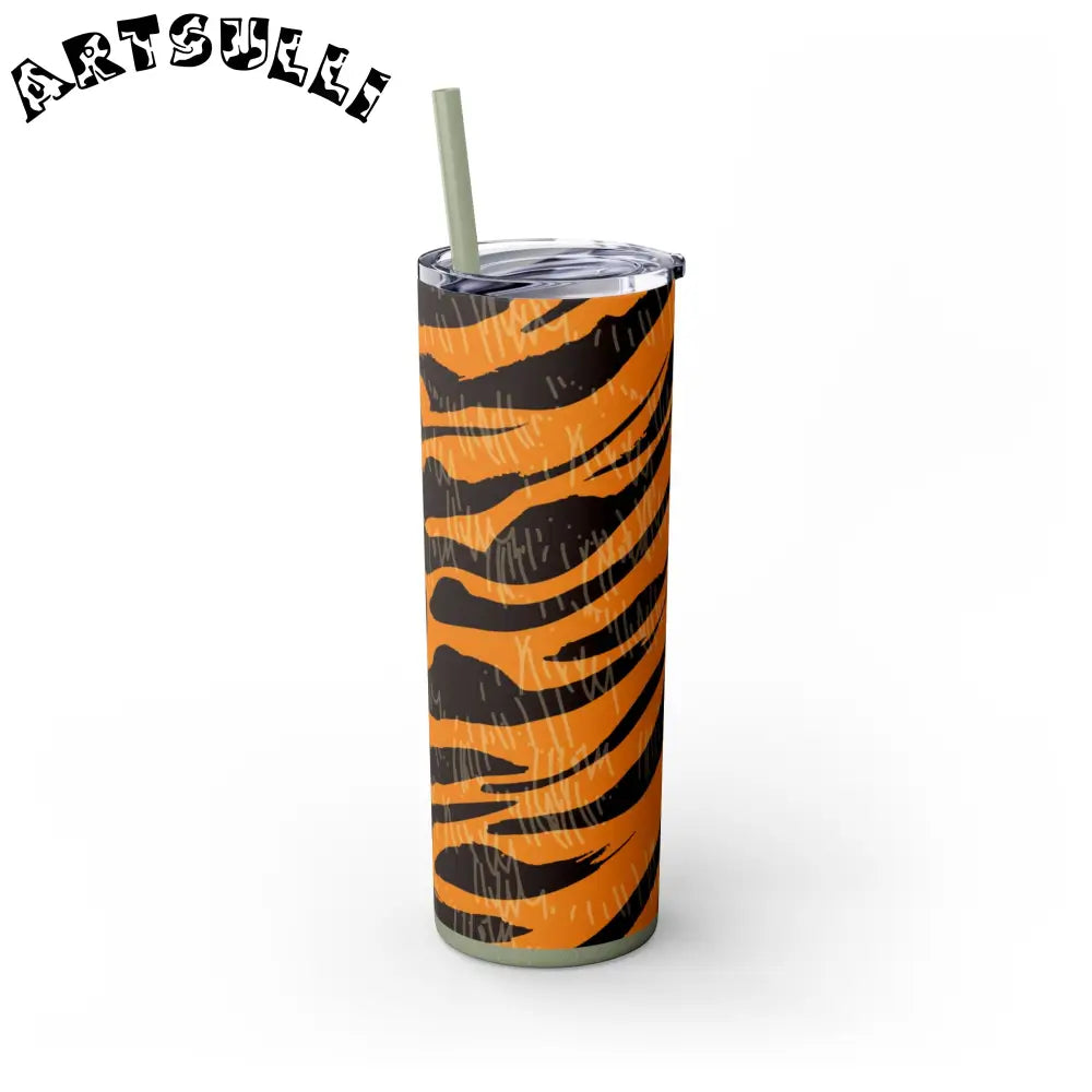JAKKOUTTHEBXX Tiger Scratches Orange & Black Skinny Tumbler