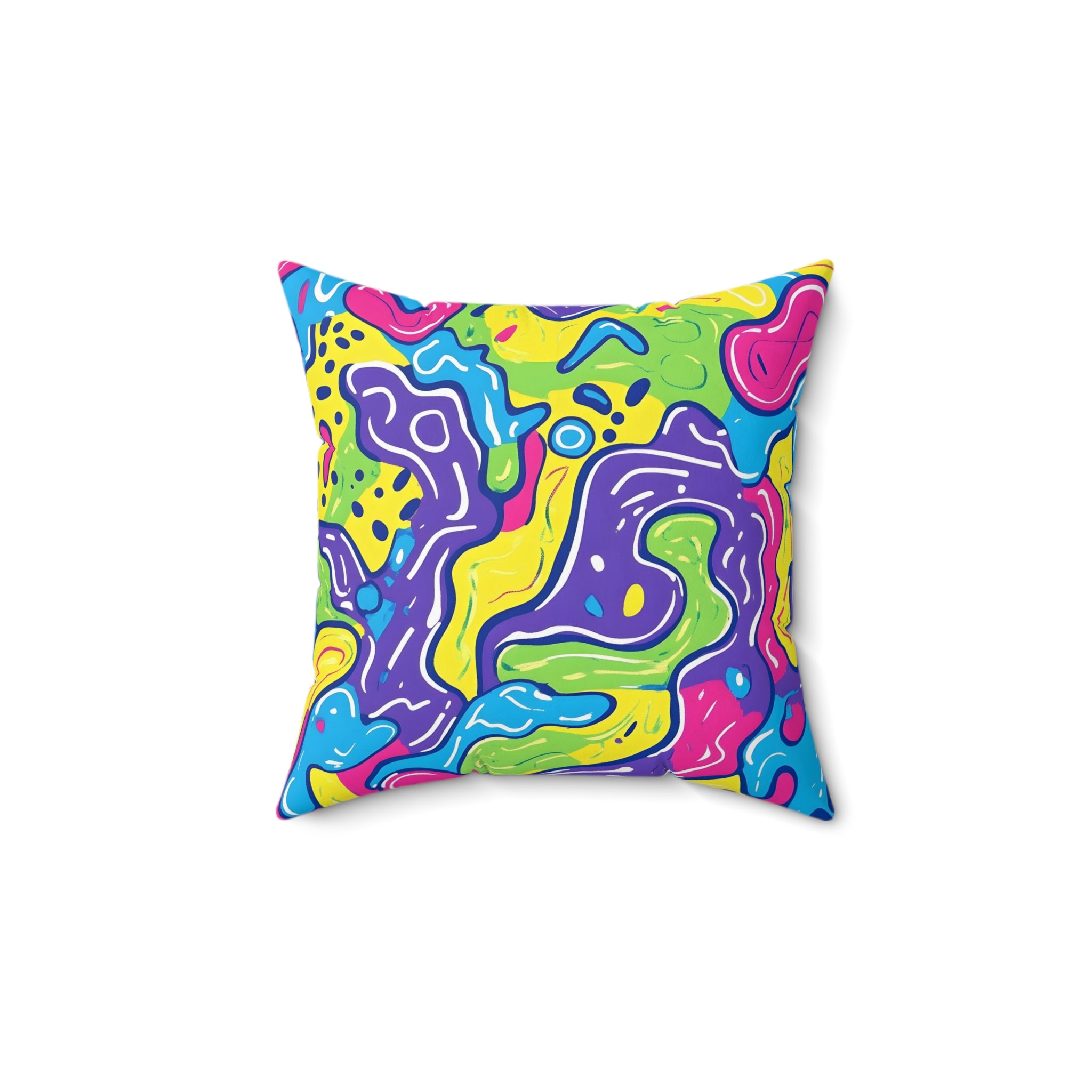90s Trippy Slime Spun Polyester Square Pillow, Artsulli - Art is Long, Life is Short, Home Decor, Size, 14" × 14", , , , , 91195239196302415452