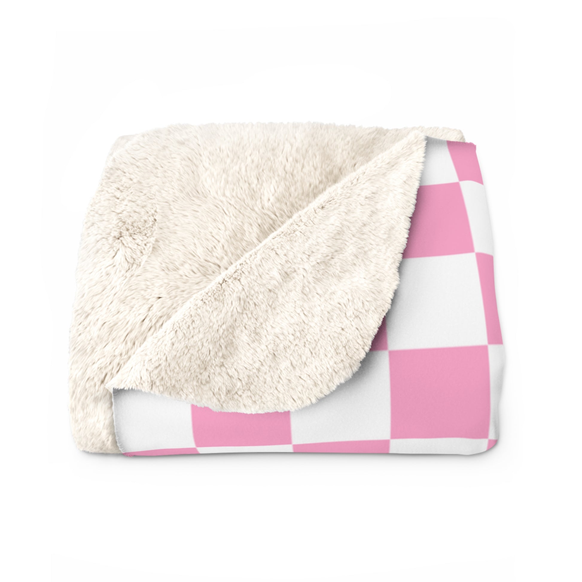 Checkerboard II Hot Pink and White Sherpa Fleece Blanket, Artsulli - Art is Long, Life is Short, Home Decor, , , , , , , 