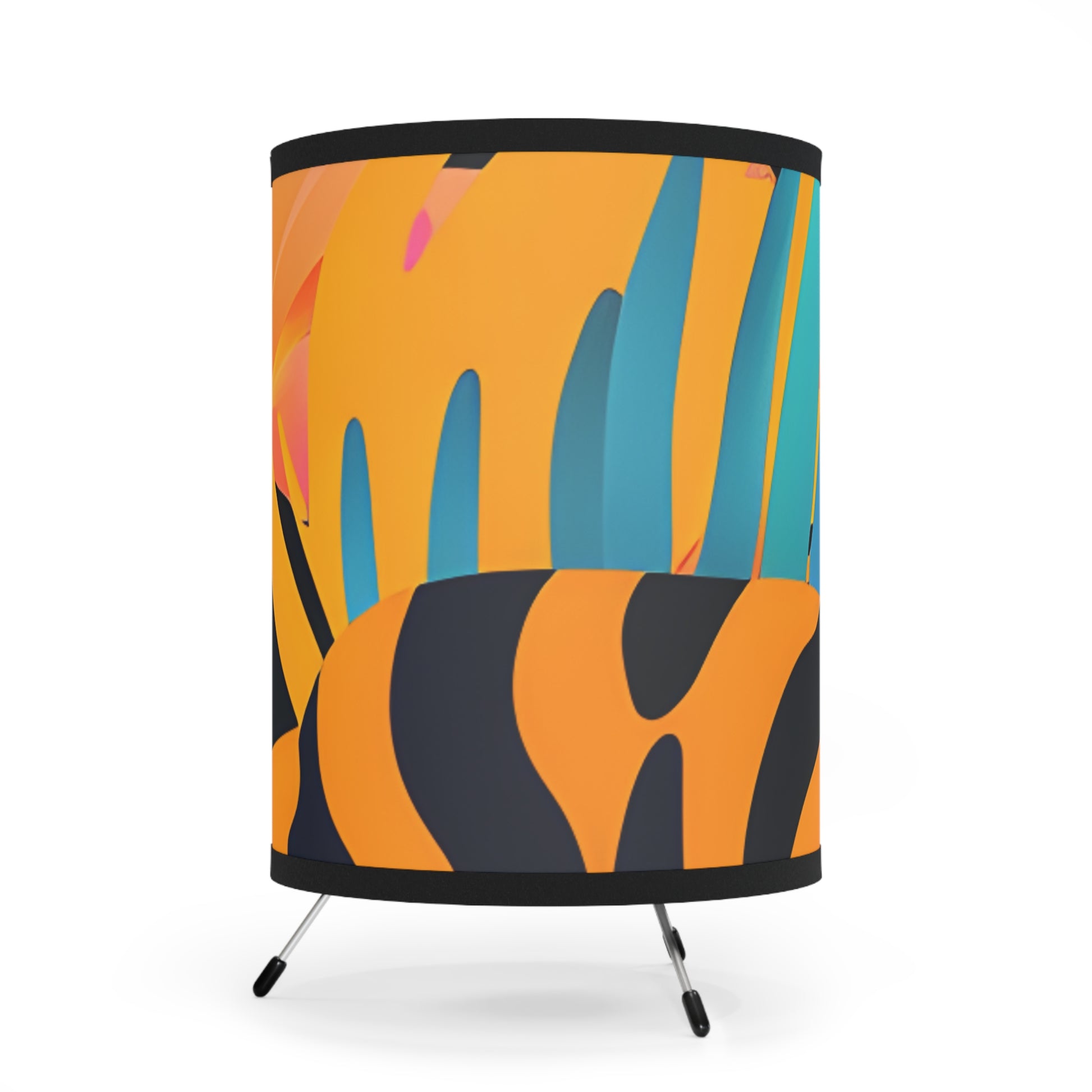 Palm Leaves x Tiger Stripes Orange and Blue Tripod Lamp with High-Res Printed Shade, US\CA plug, Artsulli - Art is Long, Life is Short, Home Decor, , , , , , , 