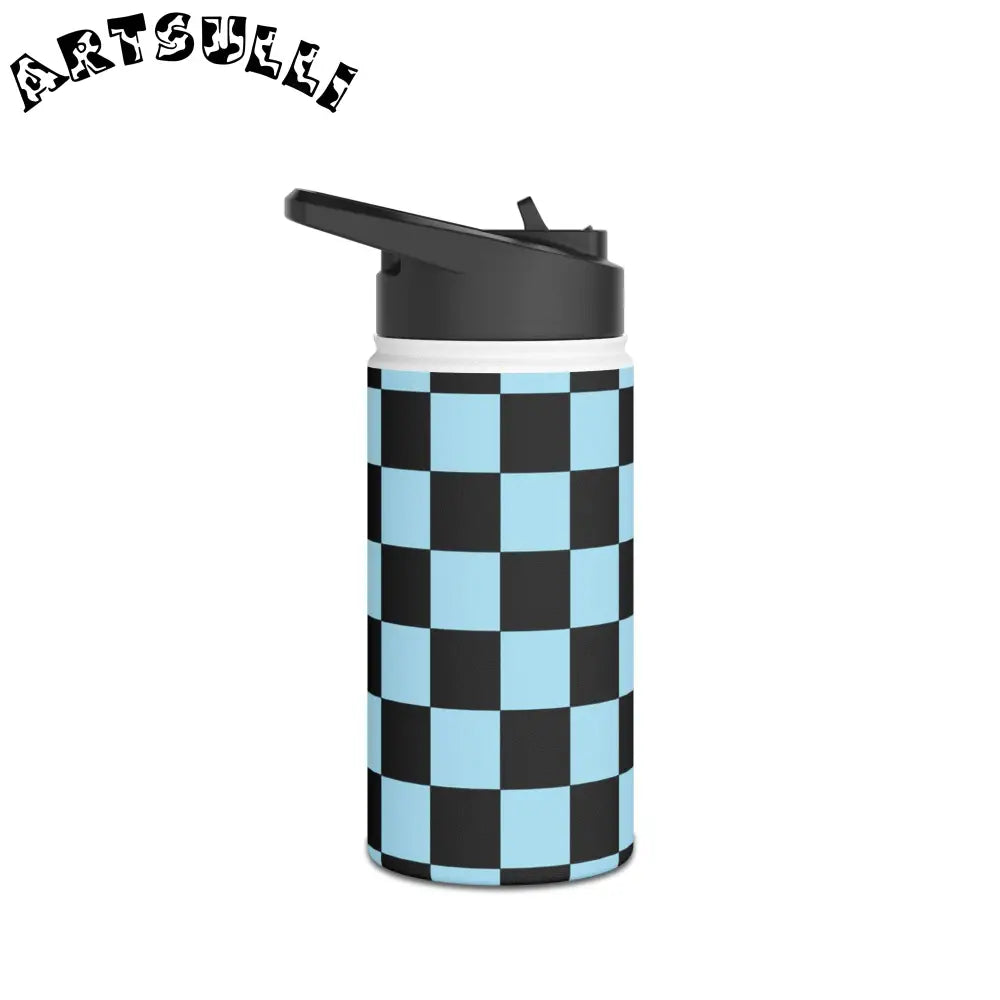 JAKKOUTTHEBXX Checkerboard Black and Blue Stainless Steel Water