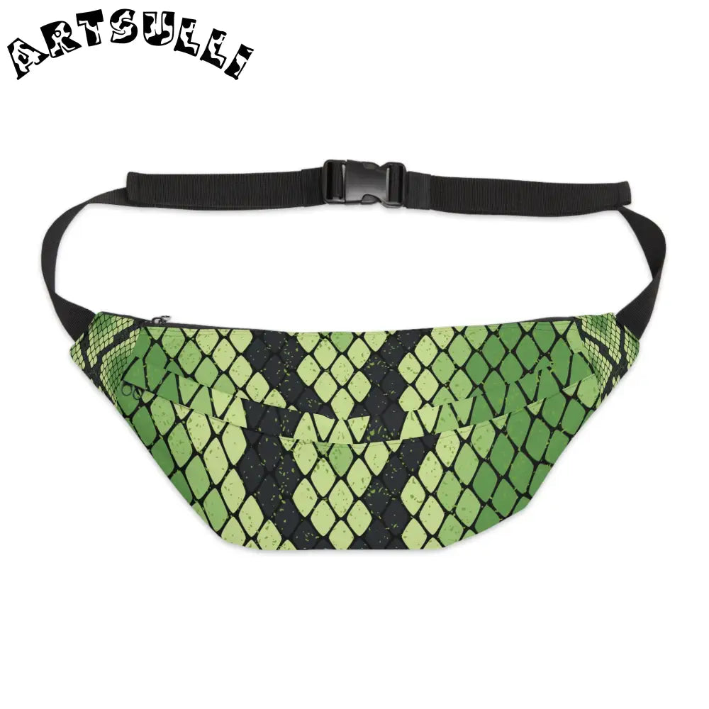 JAKKOUTTHEBXX Snake Skin Green and Black Large Fanny Pack