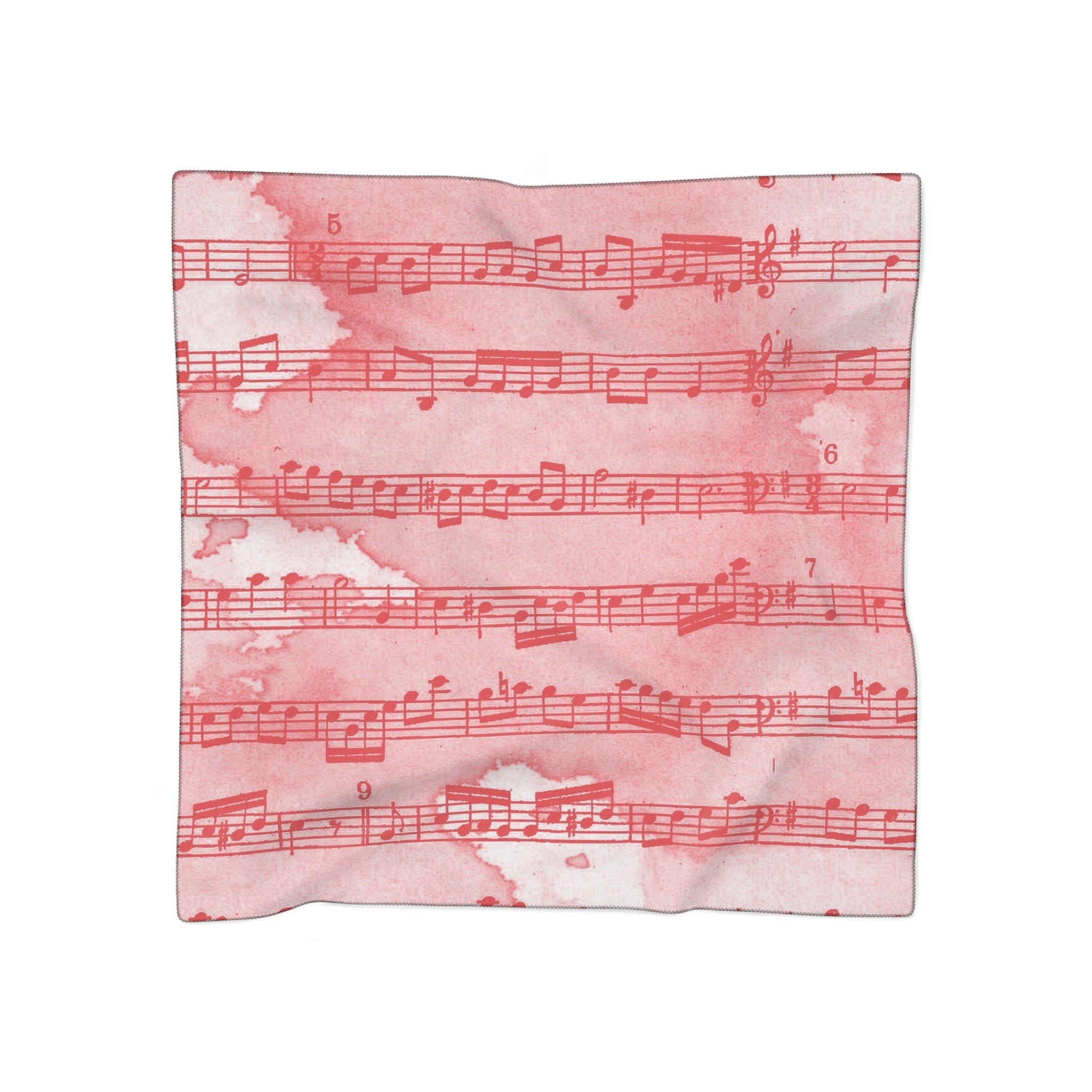Drip Spill Type Beat Sheet Music Red Poly Scarf, Artsulli - Art is Long, Life is Short, Accessories, Color, Poly voile, Size, 25" × 25", , , 59550616886289071101