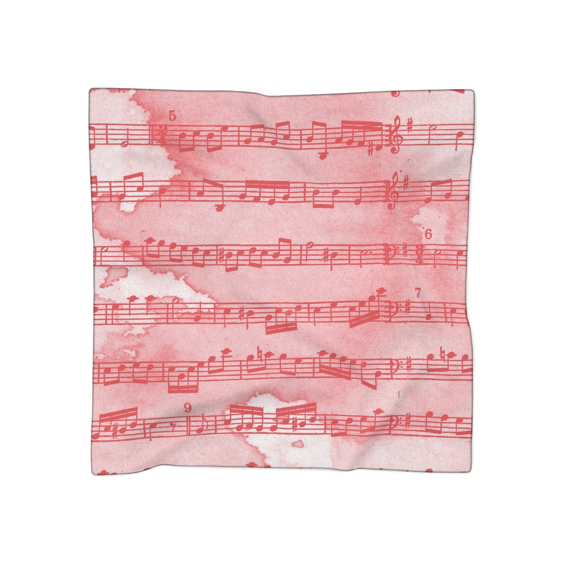 Drip Spill Type Beat Sheet Music Red Poly Scarf, Artsulli - Art is Long, Life is Short, Accessories, Color, Poly chiffon, Size, 25" × 25", , , 10983968386330107631