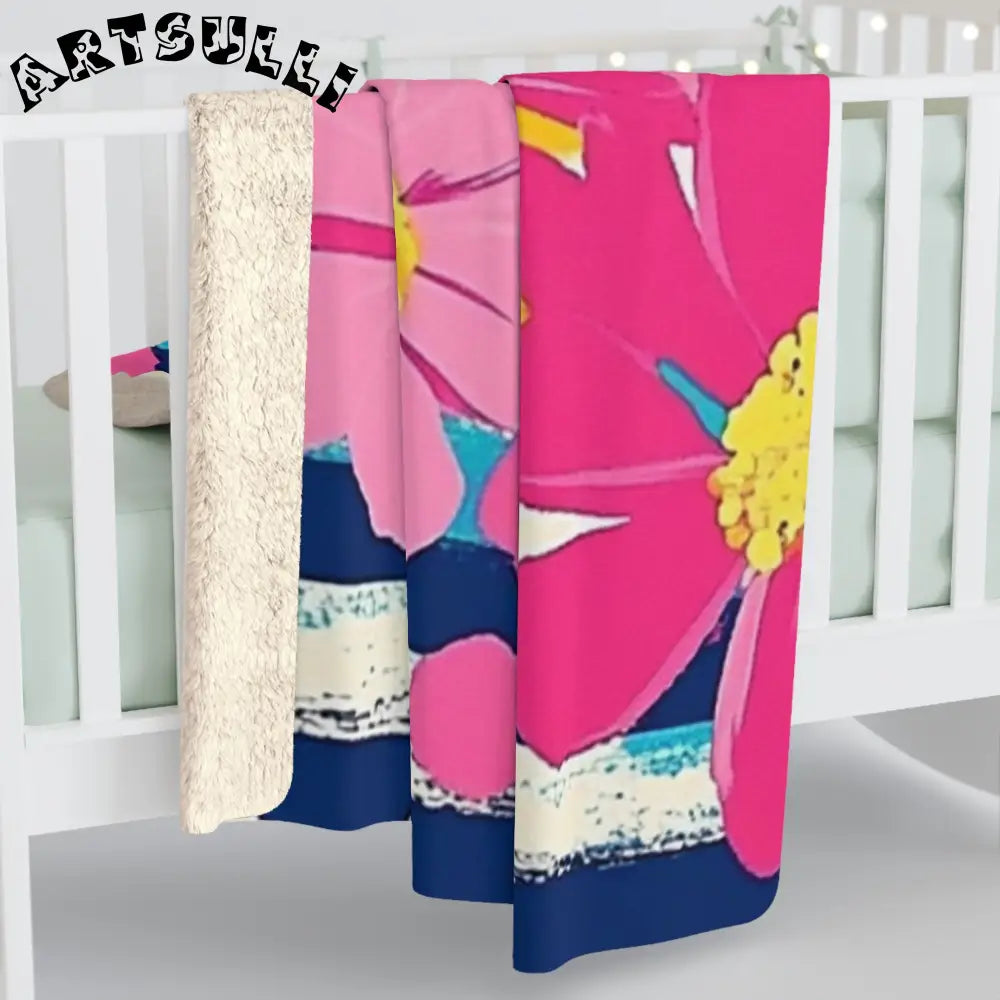 JAKKOUTTHEBXX Dayglo Floral Stripes Multi-Color Sherpa Fleece