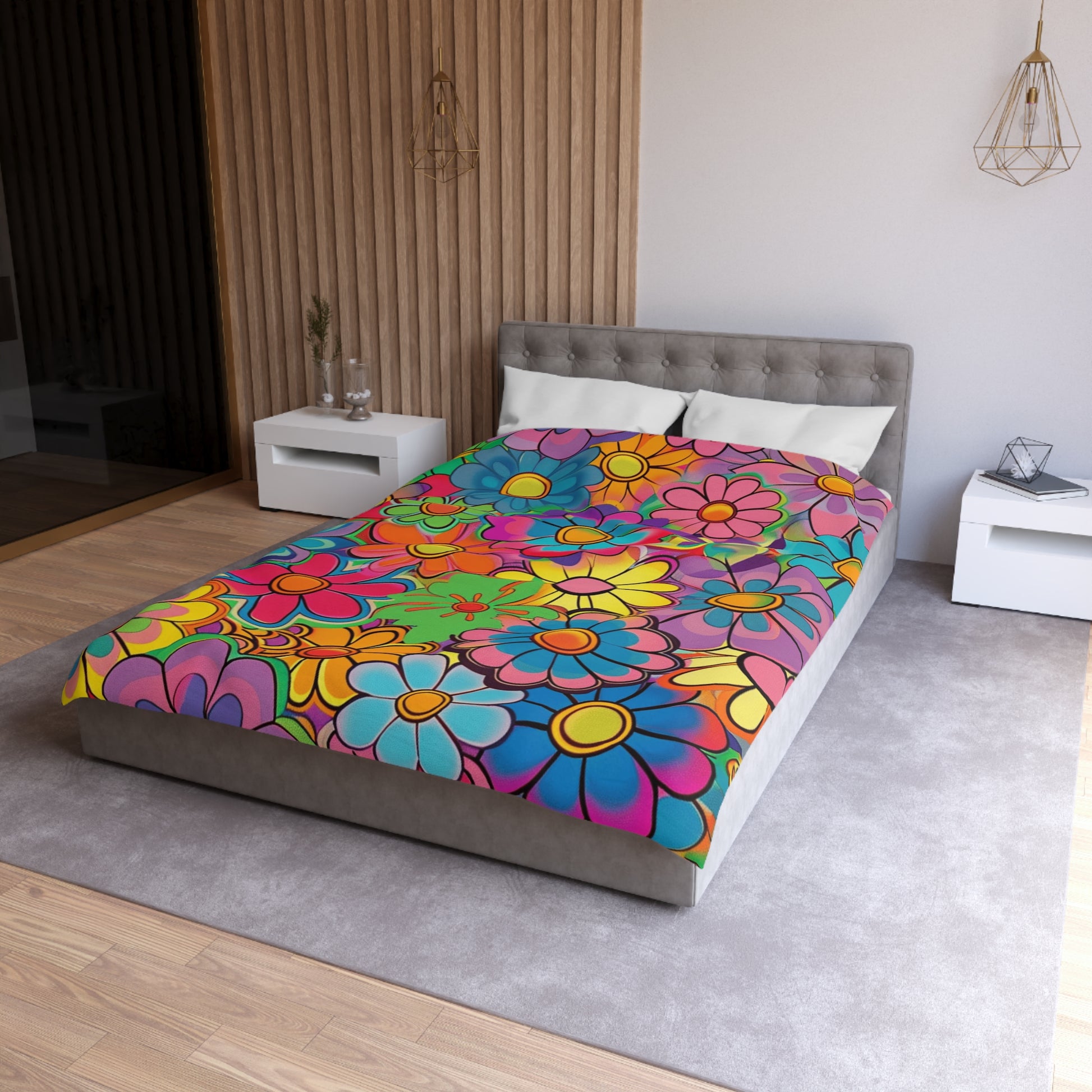 Chromatic Daisy Dream Microfiber Duvet Cover, Artsulli - Art is Long, Life is Short, Home Decor, , , , , , , 