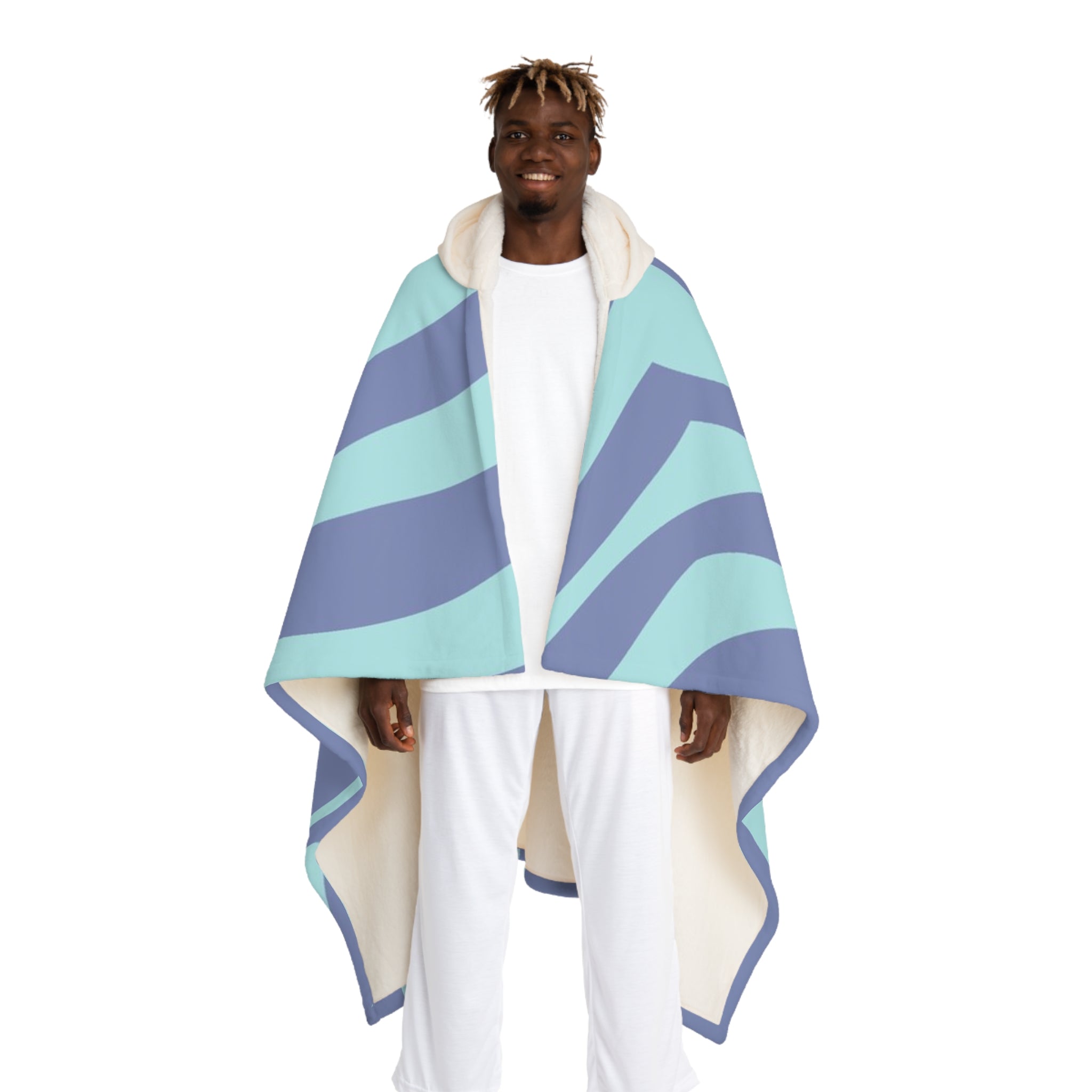 Amorphous Blue Zebra Banner Hooded Sherpa Fleece Blanket, Artsulli - Art is Long, Life is Short, All Over Prints, Size, One size, Color, Cream, , , 17030216878575