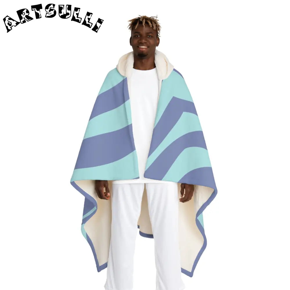 JAKKOUTTHEBXX Amorphous Blue Zebra Banner Hooded Sherpa Fleece