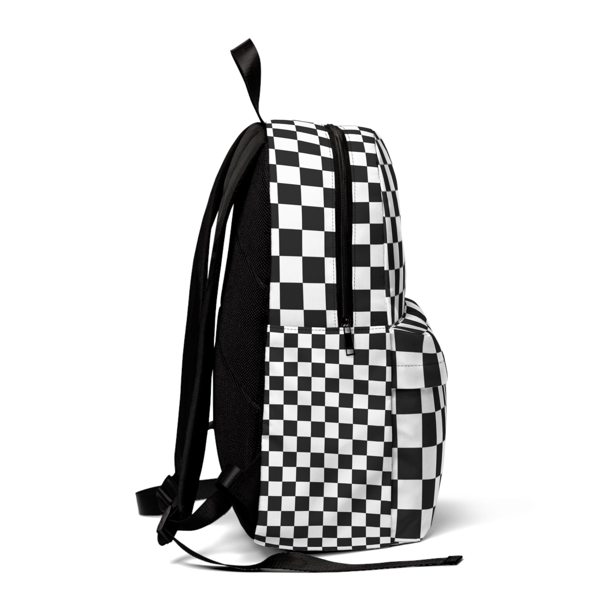 Checkerboard White and Black Unisex Classic Backpack, Artsulli - Art is Long, Life is Short, Bags, , , , , , , 
