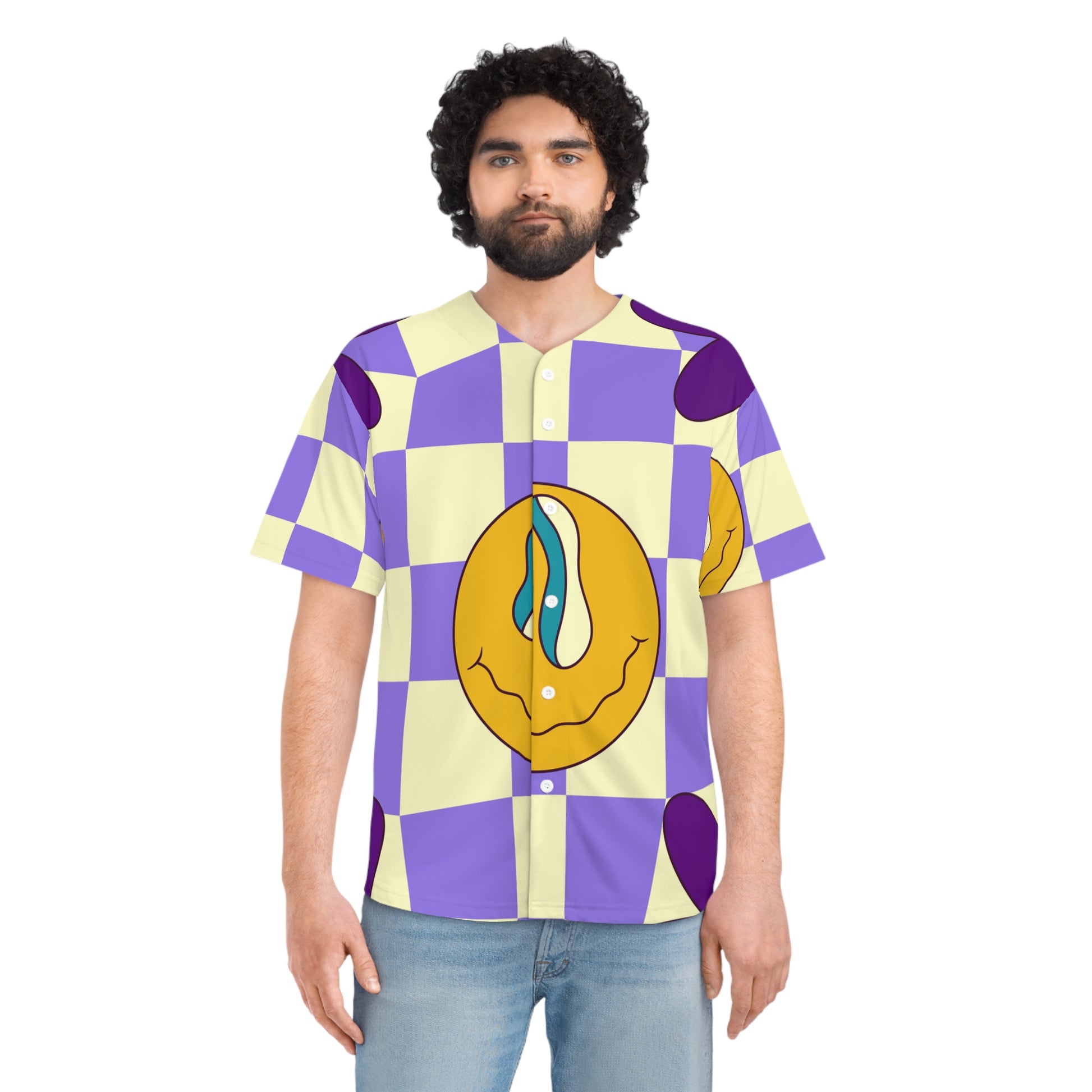 Trippy Flower Power Motifs Men's Baseball Jersey (AOP), Artsulli - Art is Long, Life is Short, All Over Prints, , , , , , , 