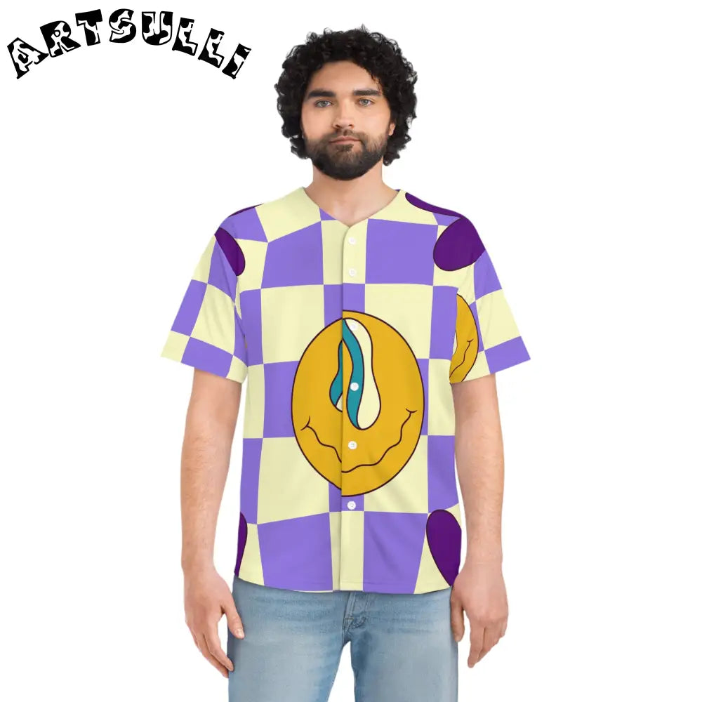 JAKKOUTTHEBXX Trippy Flower Power Motifs Men’s Baseball Jersey (AOP)