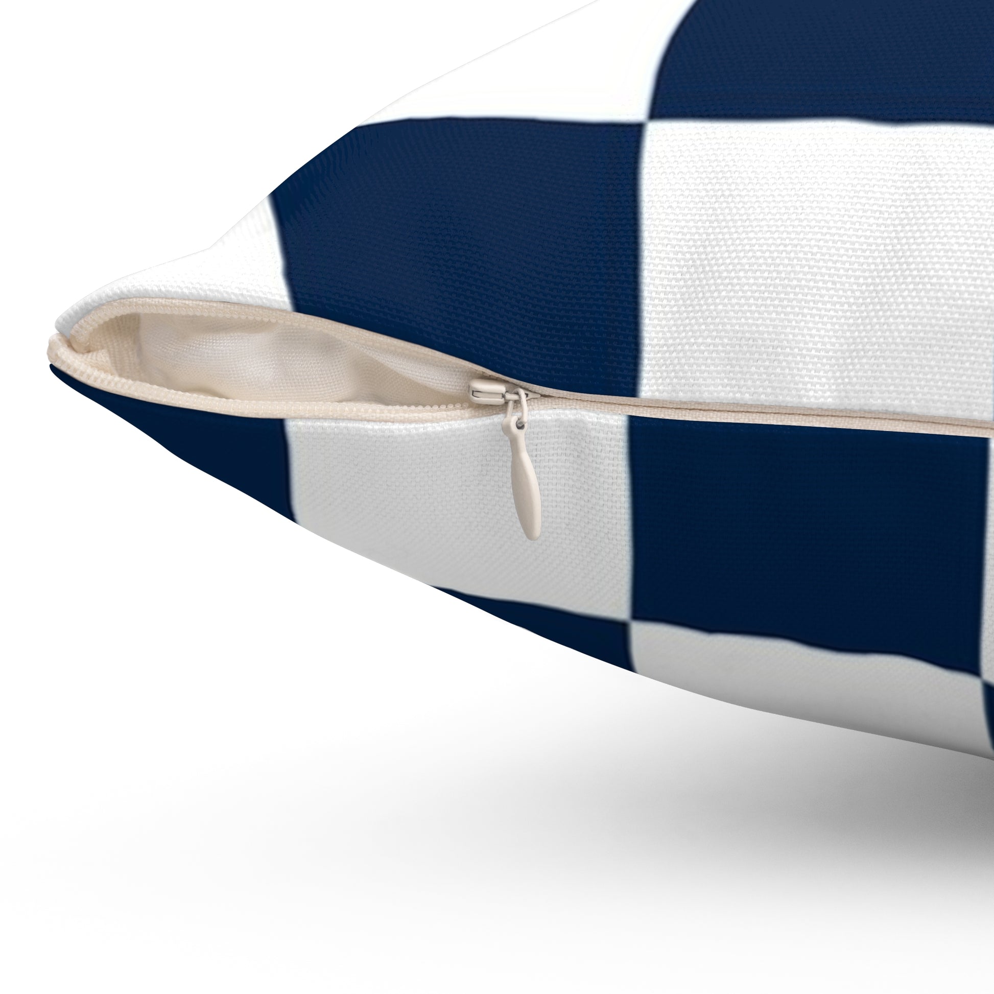 Checkerboard White and Navy Blue Spun Polyester Square Pillow, Artsulli - Art is Long, Life is Short, Home Decor, , , , , , , 