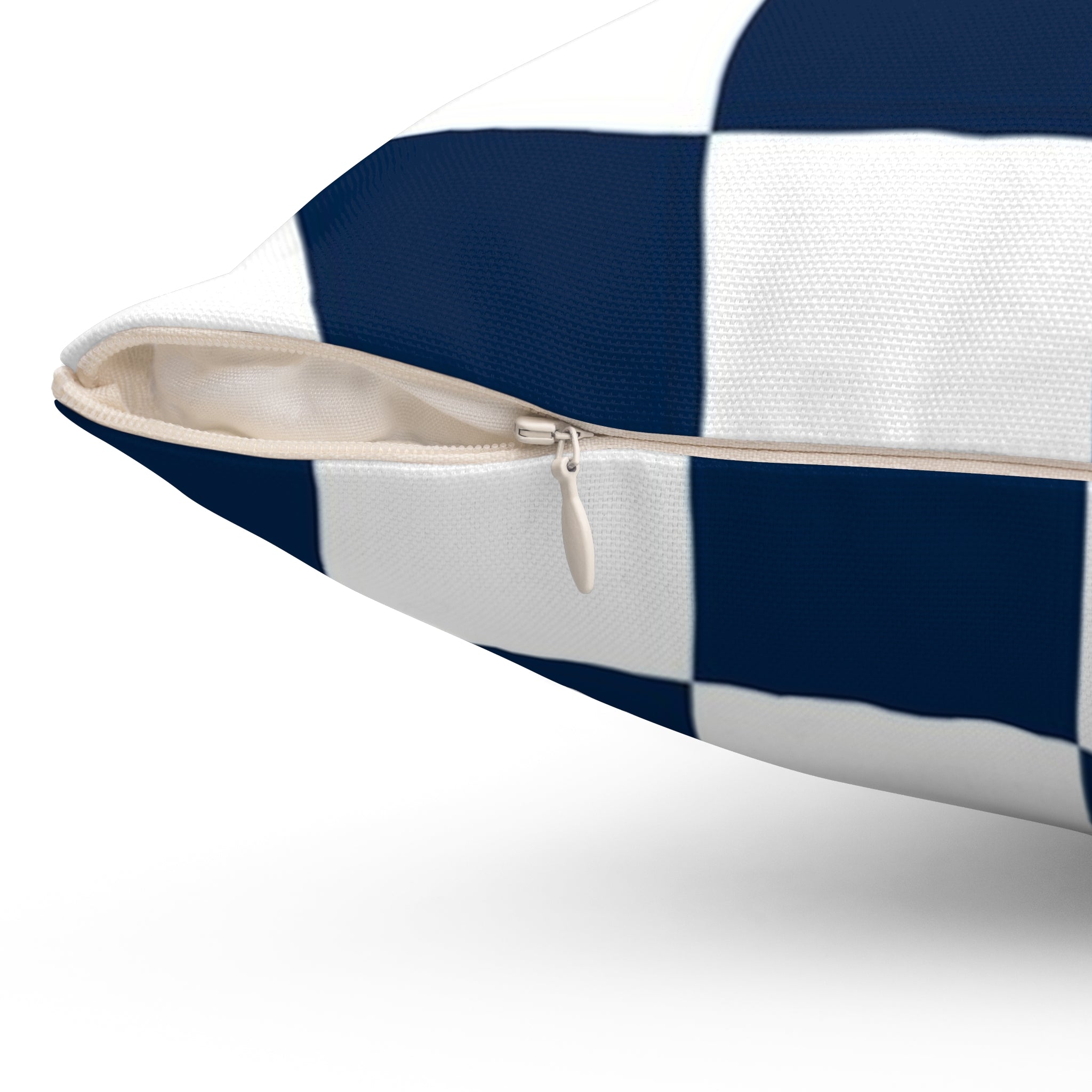 Checkerboard White and Navy Blue Spun Polyester Square Pillow, Artsulli - Art is Long, Life is Short, Home Decor, , , , , , , 