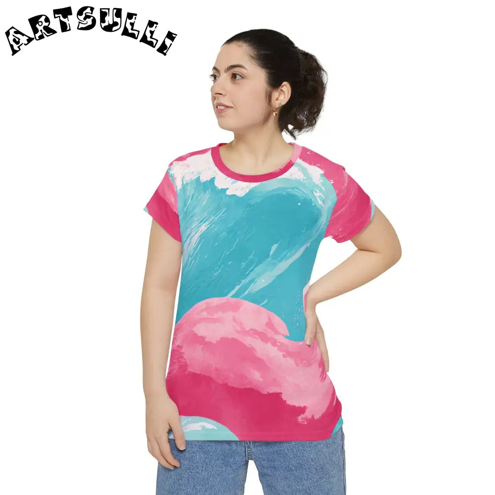 JAKKOUTTHEBXX The Great Pastelwave Pink and Blue Waves Women’s Short