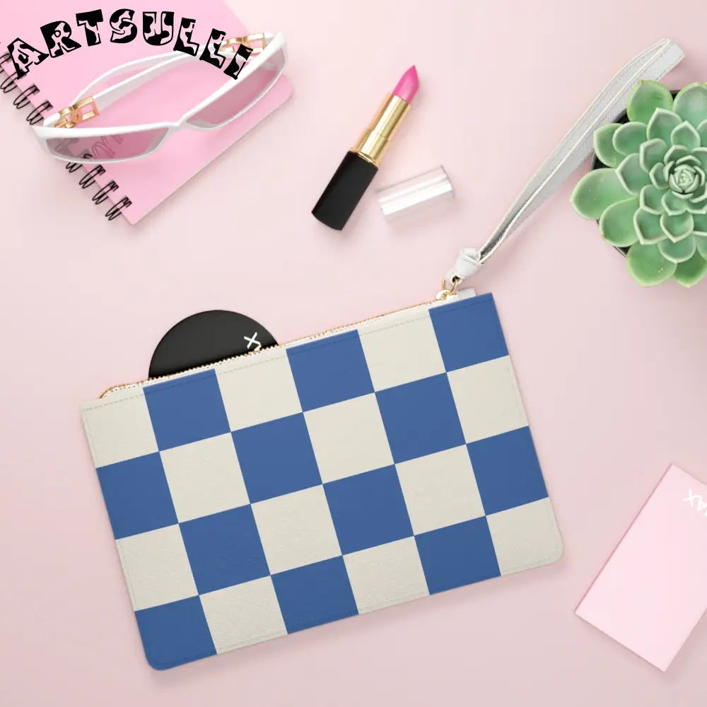 JAKKOUTTHEBXX Checkerboard Blue Clutch Bag JAKKOUTTHEBXX Artsulli
