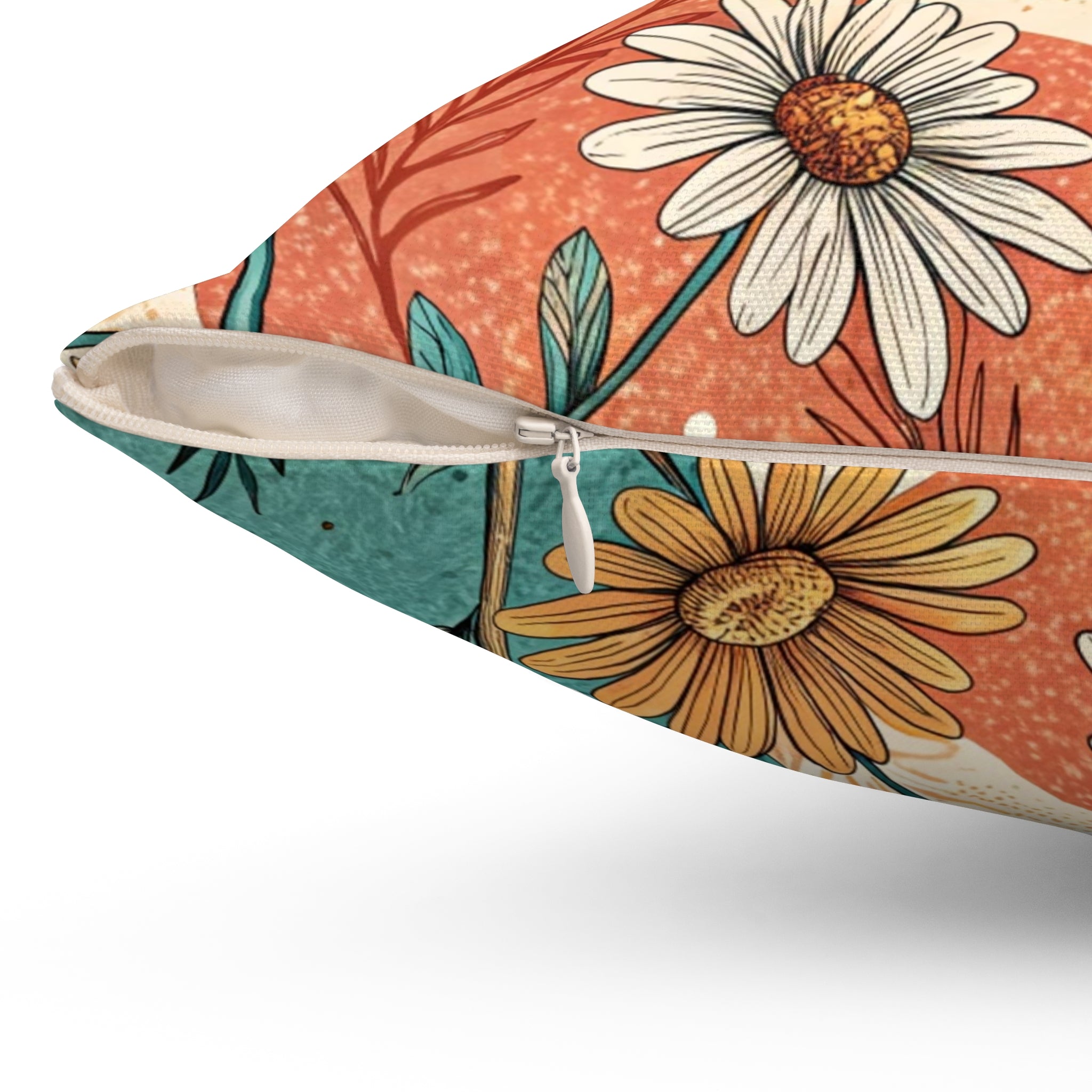 Retro Daisy Dream Spun Polyester Square Pillow, Artsulli - Art is Long, Life is Short, Home Decor, , , , , , , 