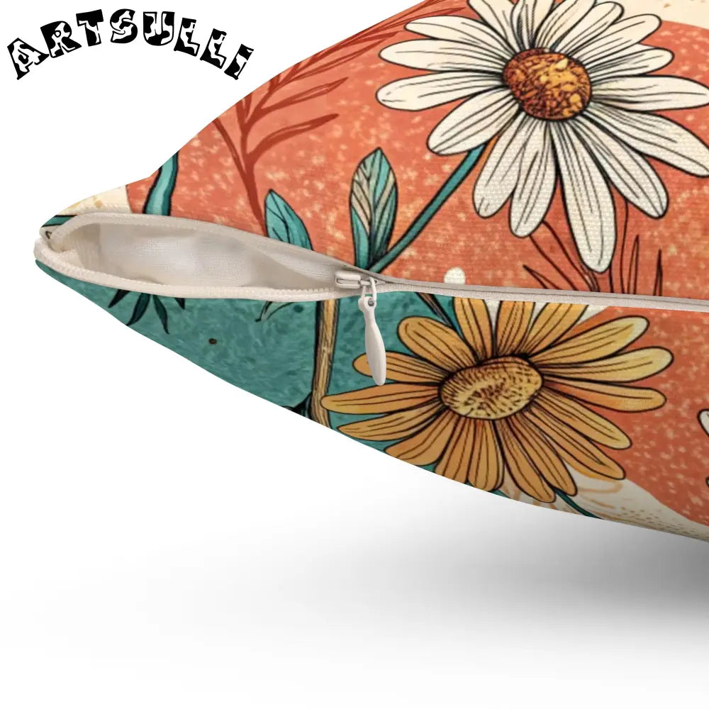 JAKKOUTTHEBXX Retro Daisy Dream Spun Polyester Square Pillow