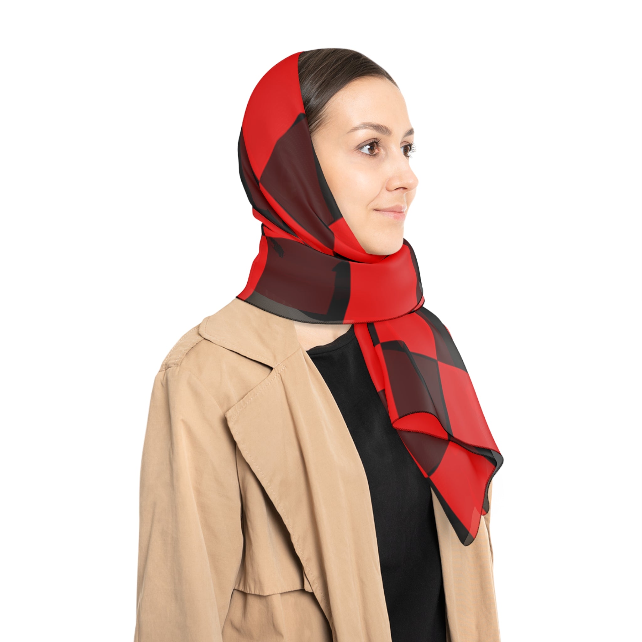 Checkerboard Red and Black Poly Scarf, Artsulli - Art is Long, Life is Short, Accessories, , , , , , , 