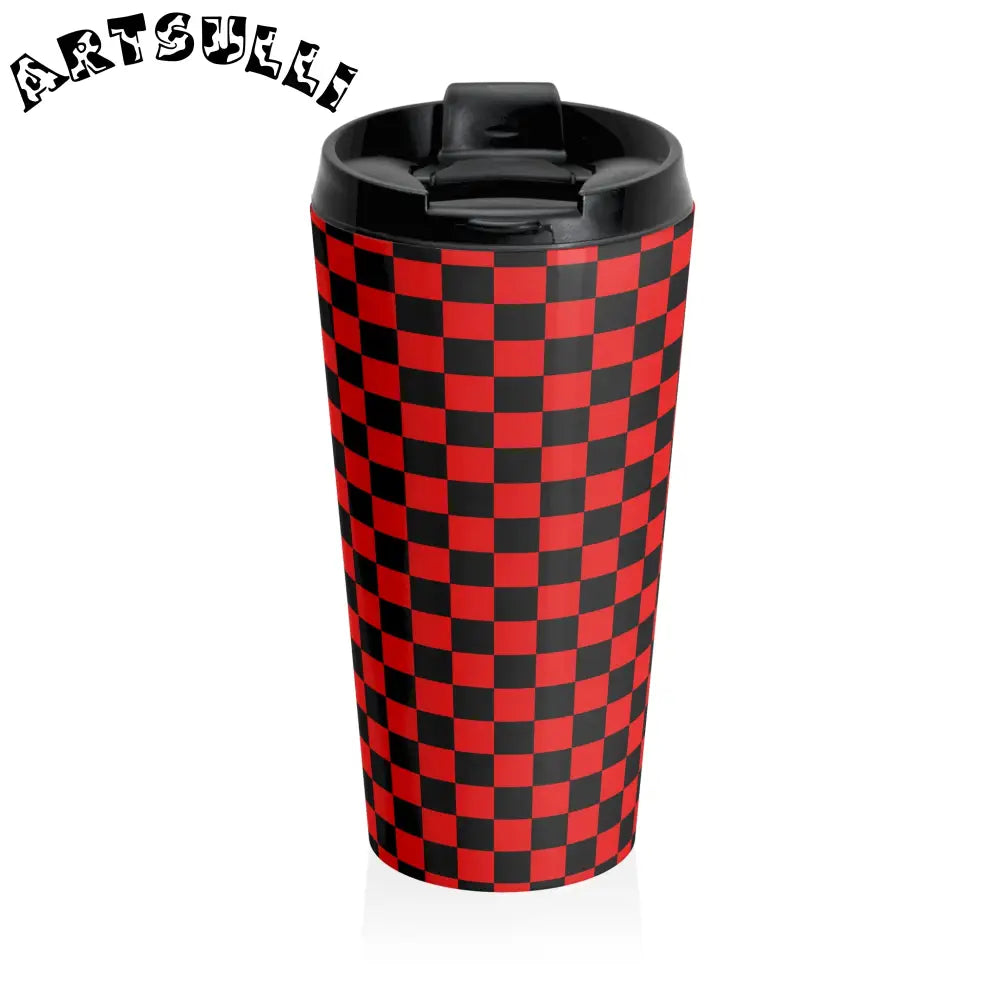 JAKKOUTTHEBXX Checkerboard II Red and Black Stainless Steel Travel