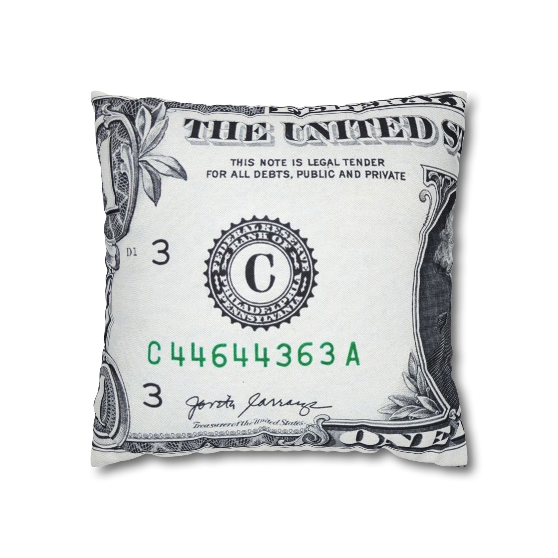 Money Collage Spun Polyester Square Pillowcase, Artsulli - Art is Long, Life is Short, Home Decor, Size, 16" × 16", , , , , 83604358736226