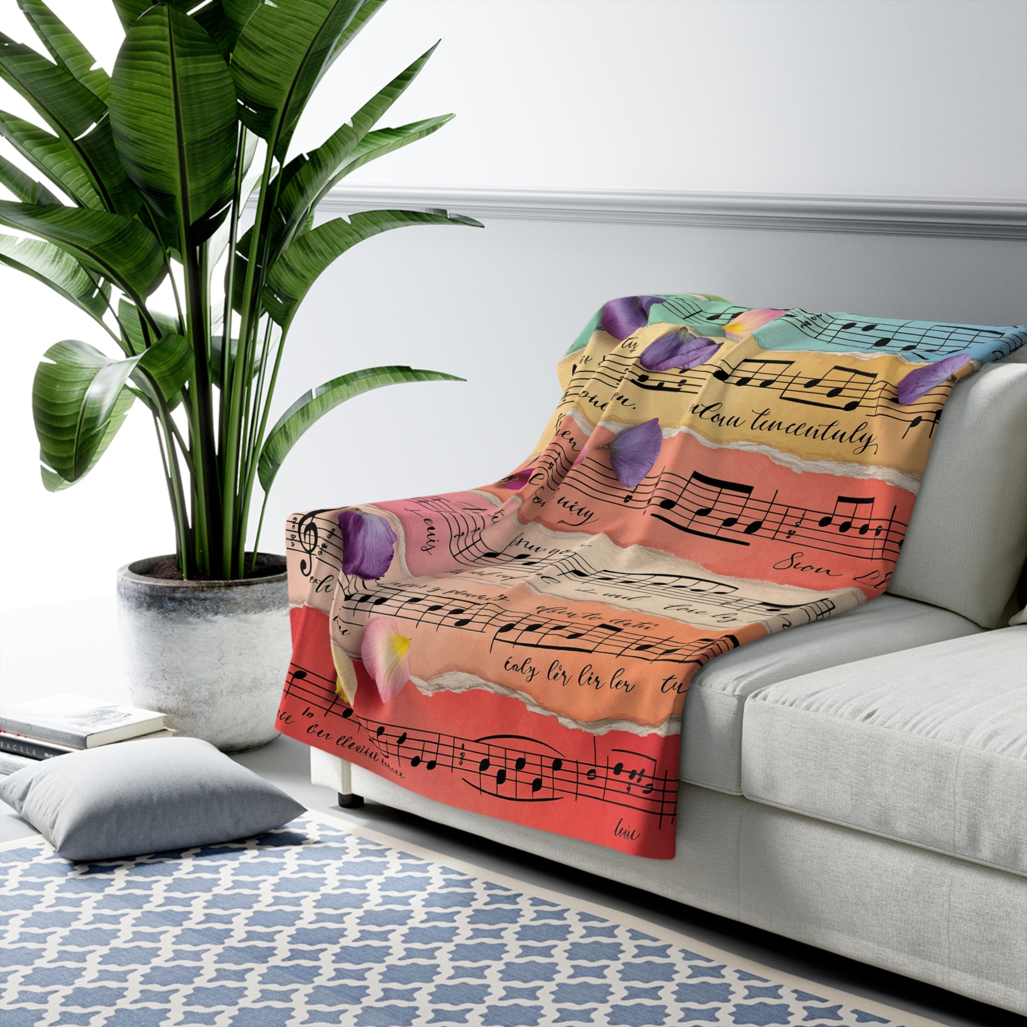 Torn Type Beat Sheet Music Multi-Color Sherpa Fleece Blanket, Artsulli - Art is Long, Life is Short, Home Decor, , , , , , , 