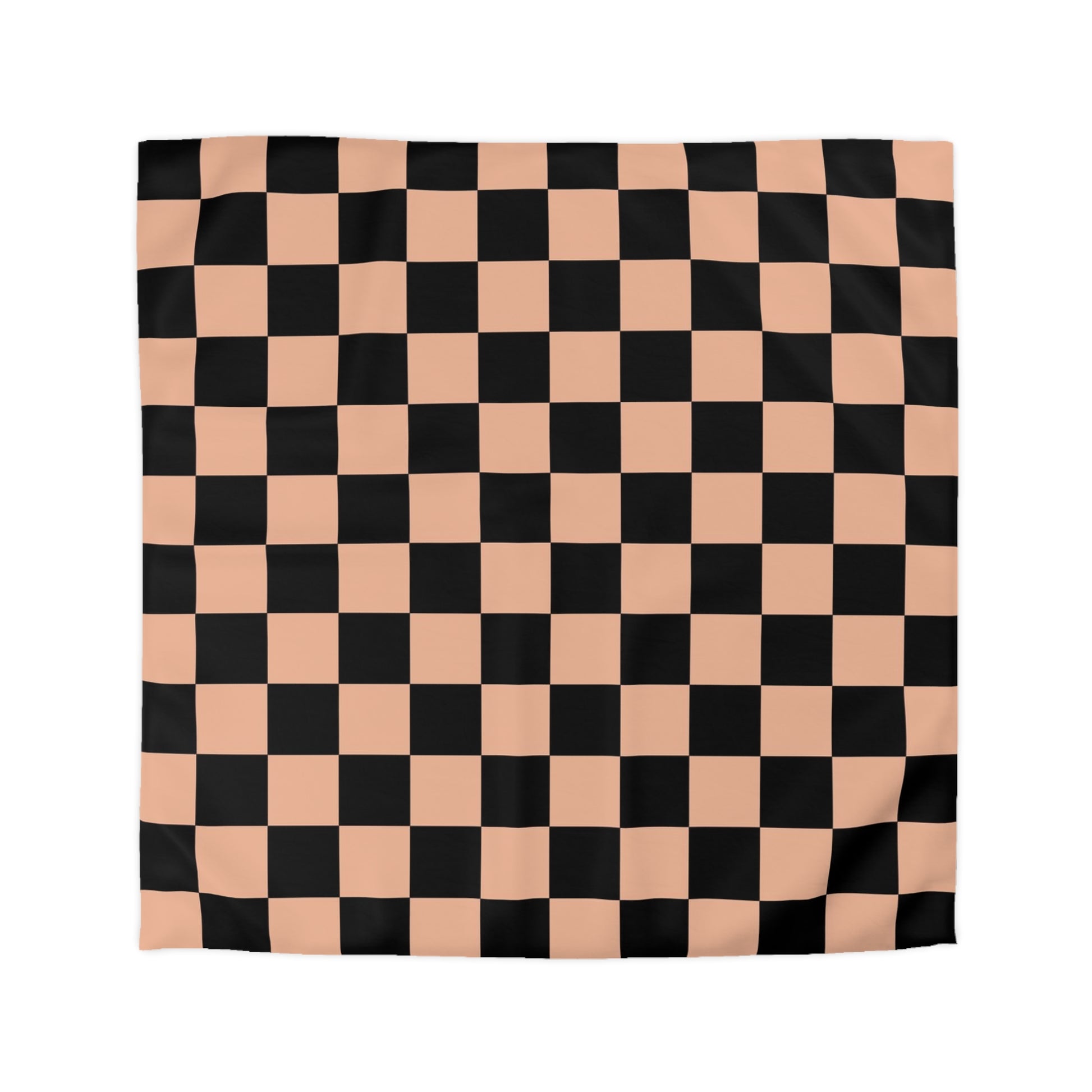 Checkerboard Soft Orange and Black Microfiber Duvet Cover, Artsulli - Art is Long, Life is Short, Home Decor, Size, Queen, Color, Cream, , , 73792204940851719781