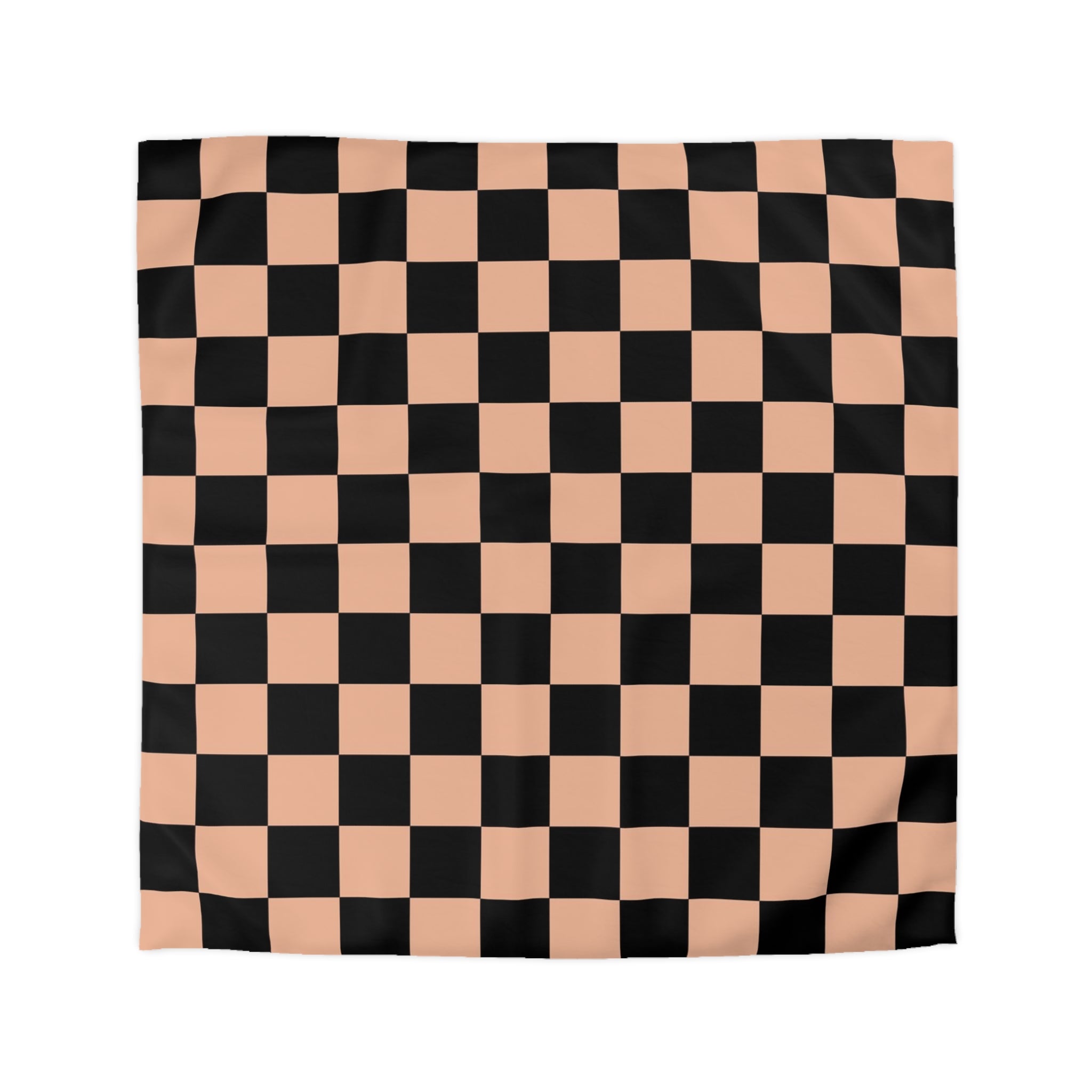 Checkerboard Soft Orange and Black Microfiber Duvet Cover, Artsulli - Art is Long, Life is Short, Home Decor, Size, Queen, Color, Cream, , , 73792204940851719781