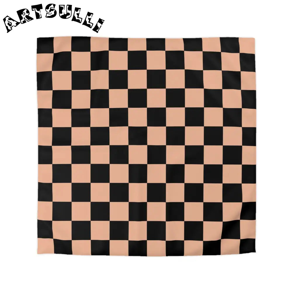 JAKKOUTTHEBXX Checkerboard Soft Orange and Black Microfiber Duvet