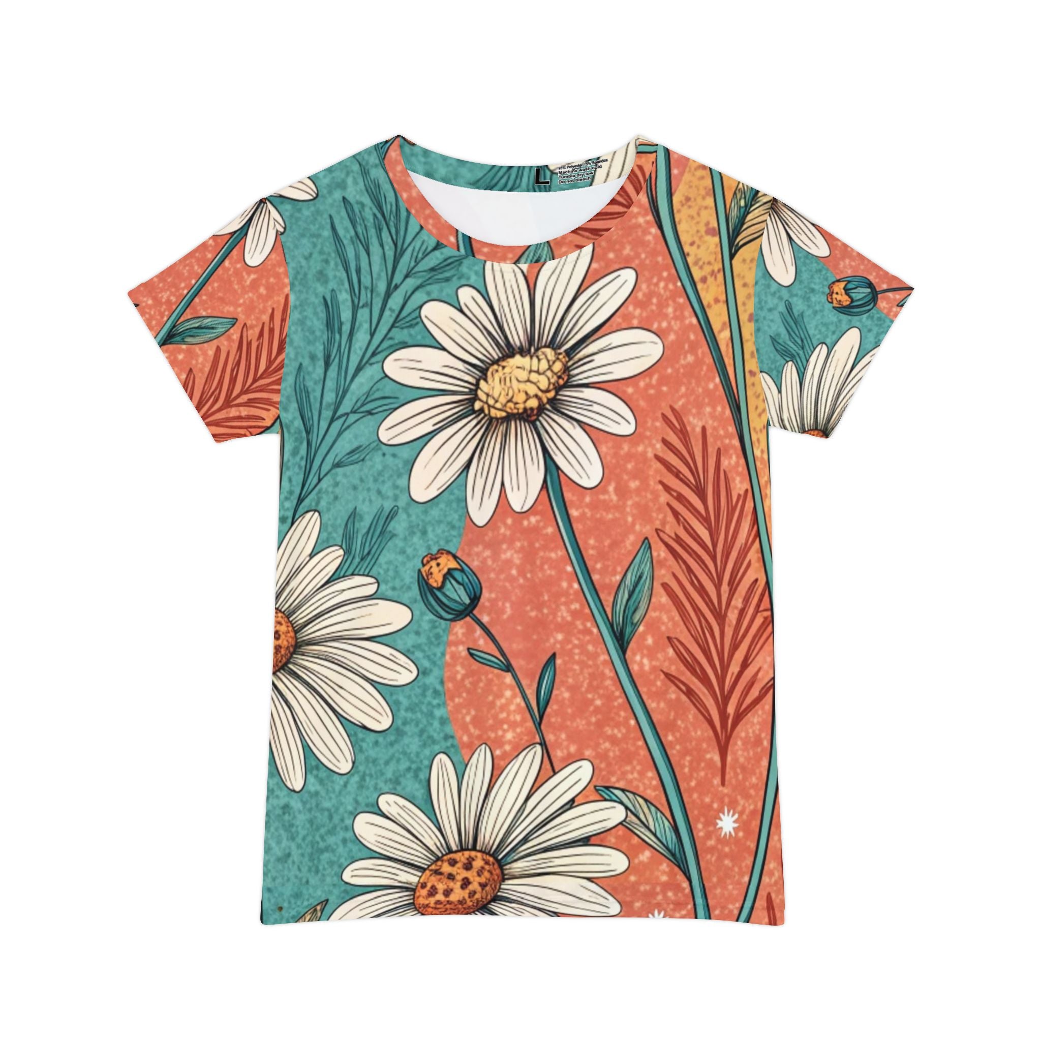 Retro Daisy Dream Women's Short Sleeve Shirt (AOP), Artsulli - Art is Long, Life is Short, All Over Prints, Size, XS, , , , , 35047521729935139968