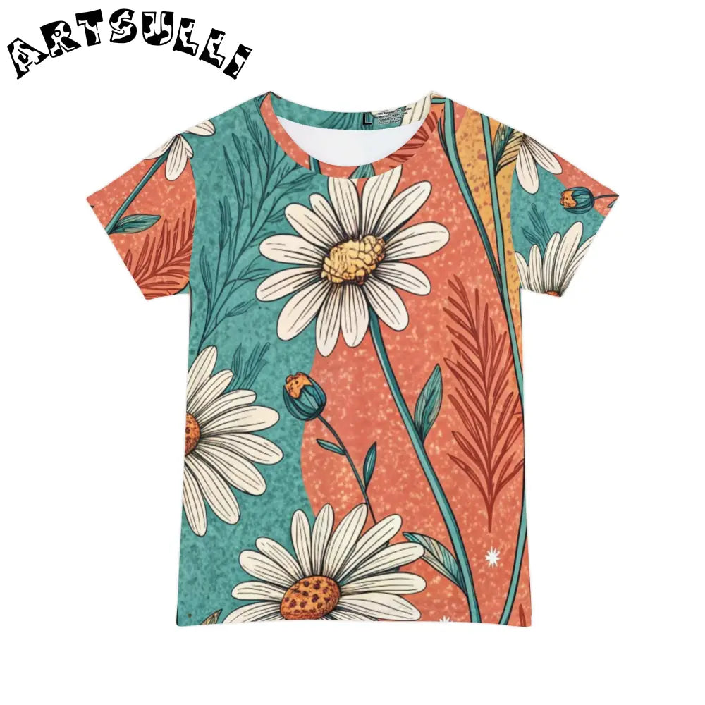 JAKKOUTTHEBXX Retro Daisy Dream Women’s Short Sleeve Shirt (AOP)