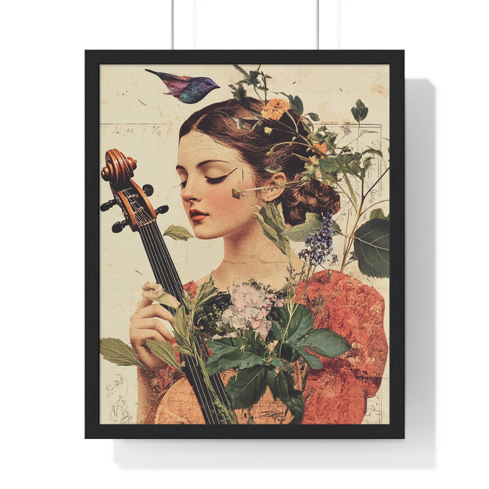 Woman With A Violin V Vertical Framed Poster, Artsulli - Art is Long, Life is Short, Poster, Size, 16" x 20", Color, Black, , , 30709833765019432640