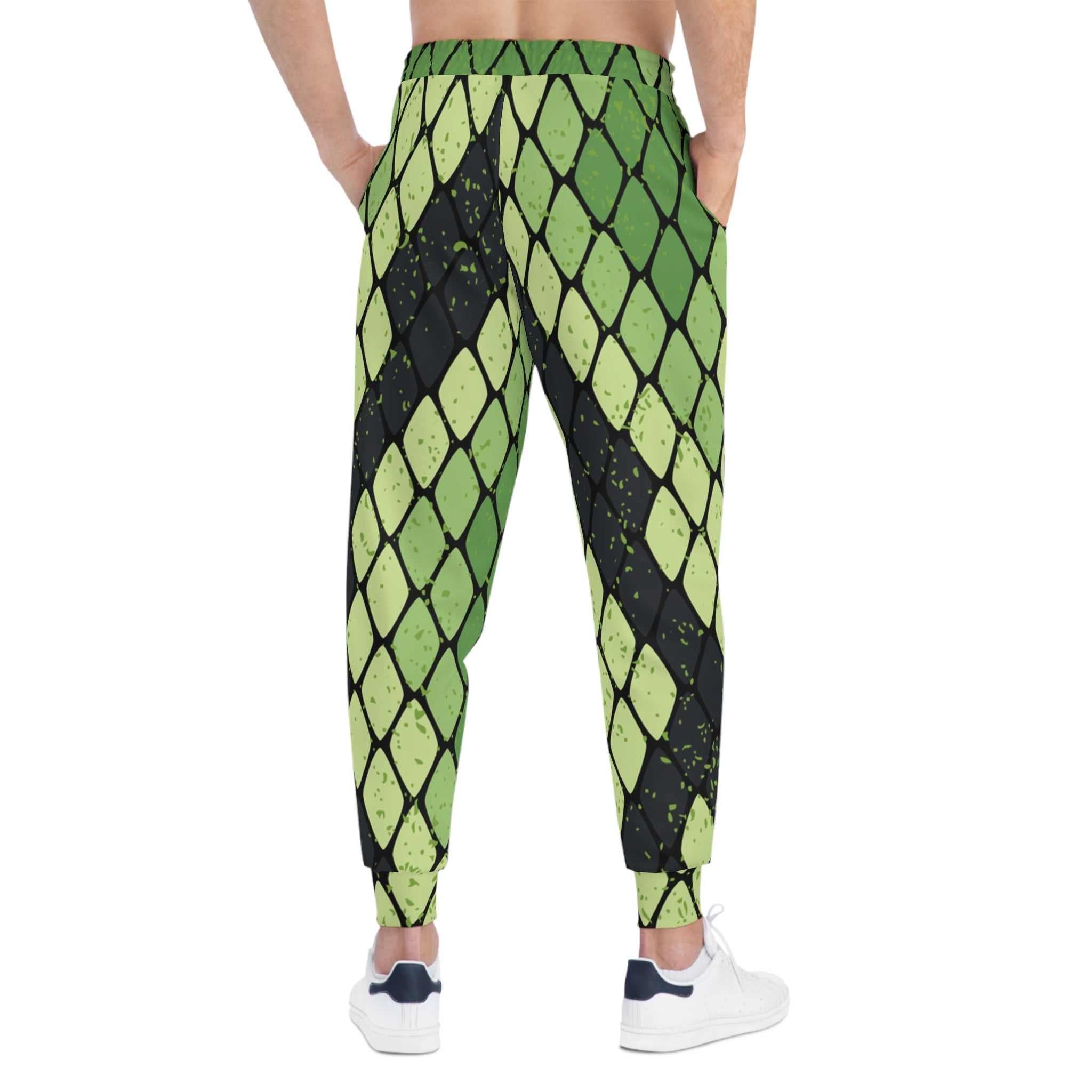 Snake Skin Green and Black Athletic Joggers (AOP), Artsulli - Art is Long, Life is Short, All Over Prints, , , , , , , 