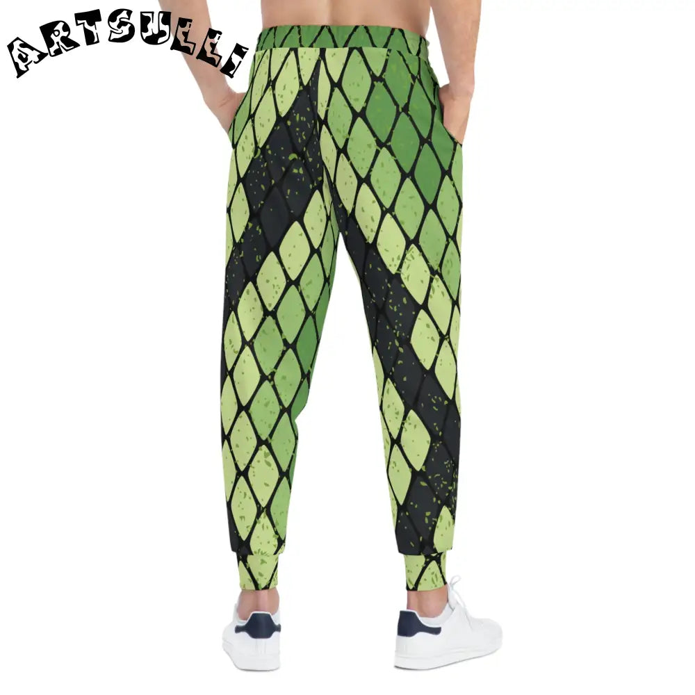 JAKKOUTTHEBXX Snake Skin Green and Black Athletic Joggers (AOP)