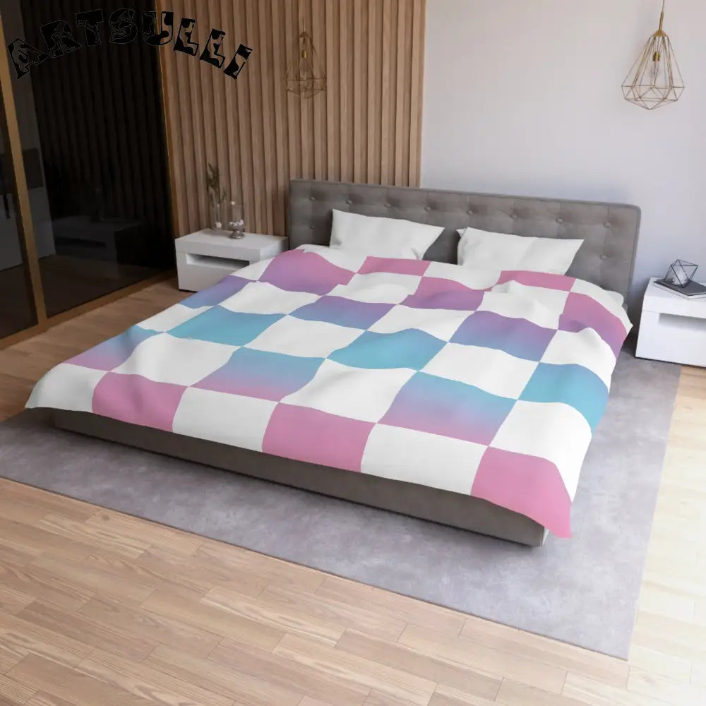JAKKOUTTHEBXX Vaporwave Check Microfiber Duvet Cover JAKKOUTTHEBXX