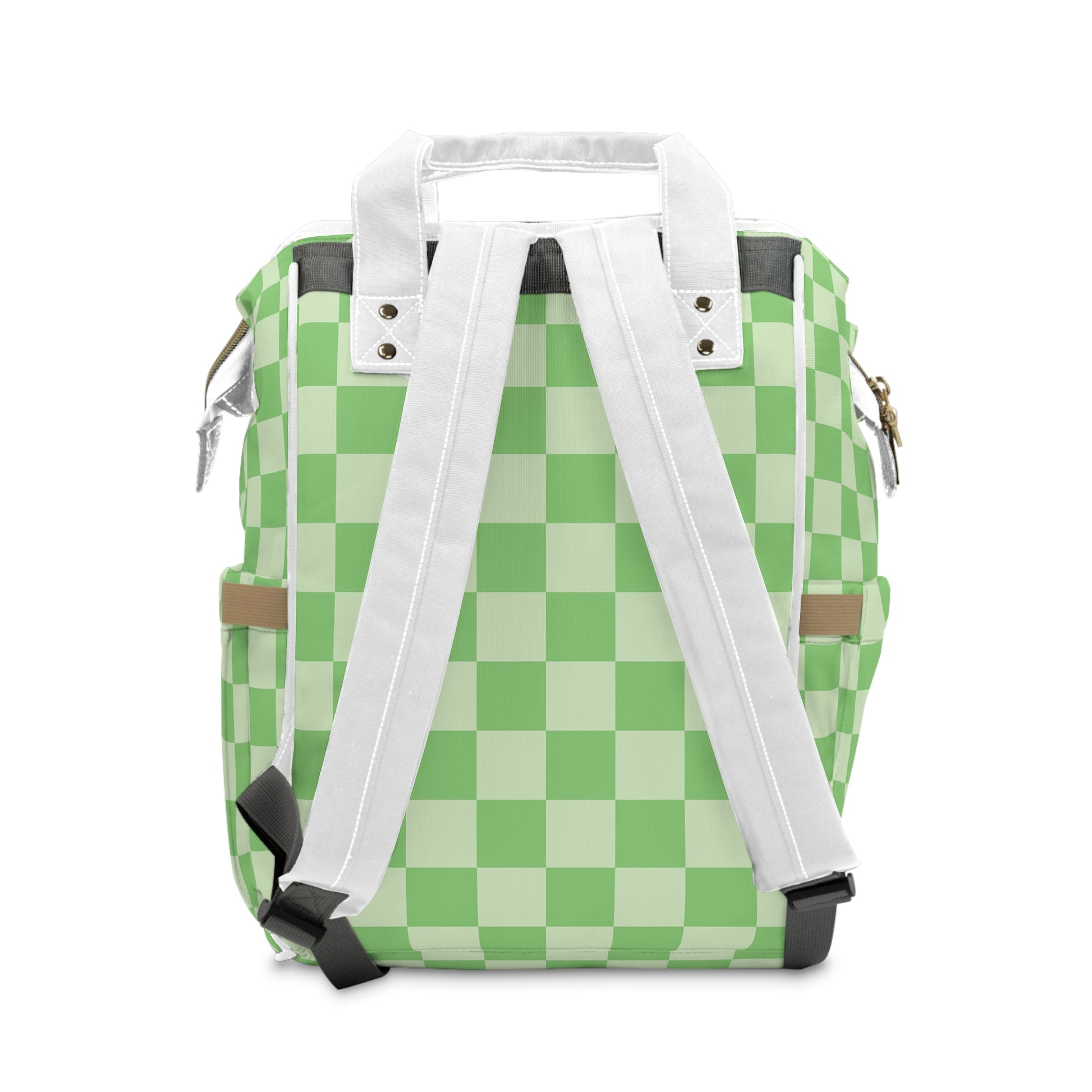 Checkerboard Green Multifunctional Diaper Backpack, Artsulli - Art is Long, Life is Short, Bags, , , , , , , 