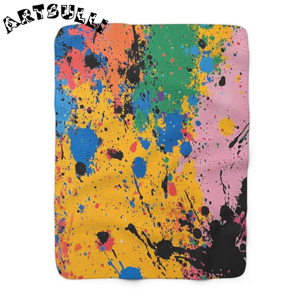 JAKKOUTTHEBXX The Colors Of Paint Splatter Sherpa Fleece Blanket