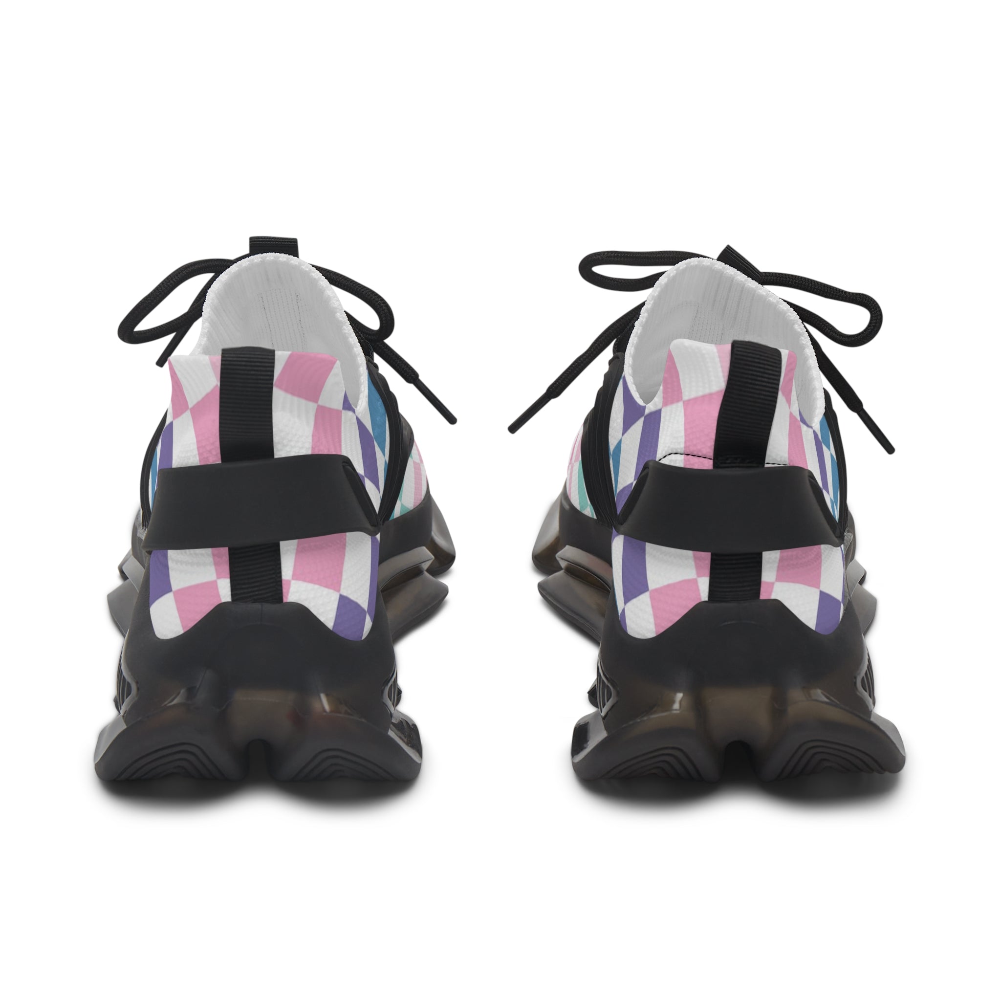 Vaporwave Rainbow  Checkerboard Multi-Color Women's Mesh Sneakers, Artsulli - Art is Long, Life is Short, Shoes, , , , , , , 