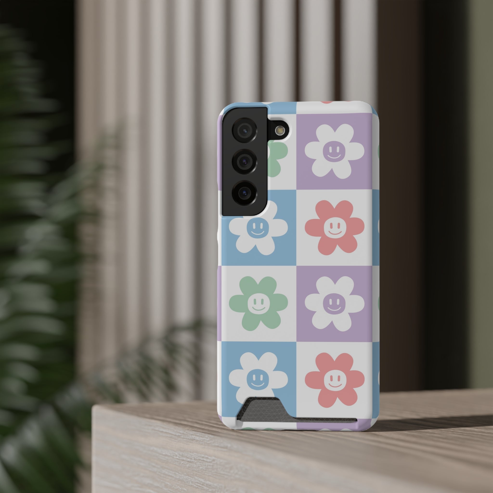 Chessboard x Smiley Face Flowers Multi-Color Phone Case With Card Holder, Artsulli - Art is Long, Life is Short, Phone Case, , , , , , , 