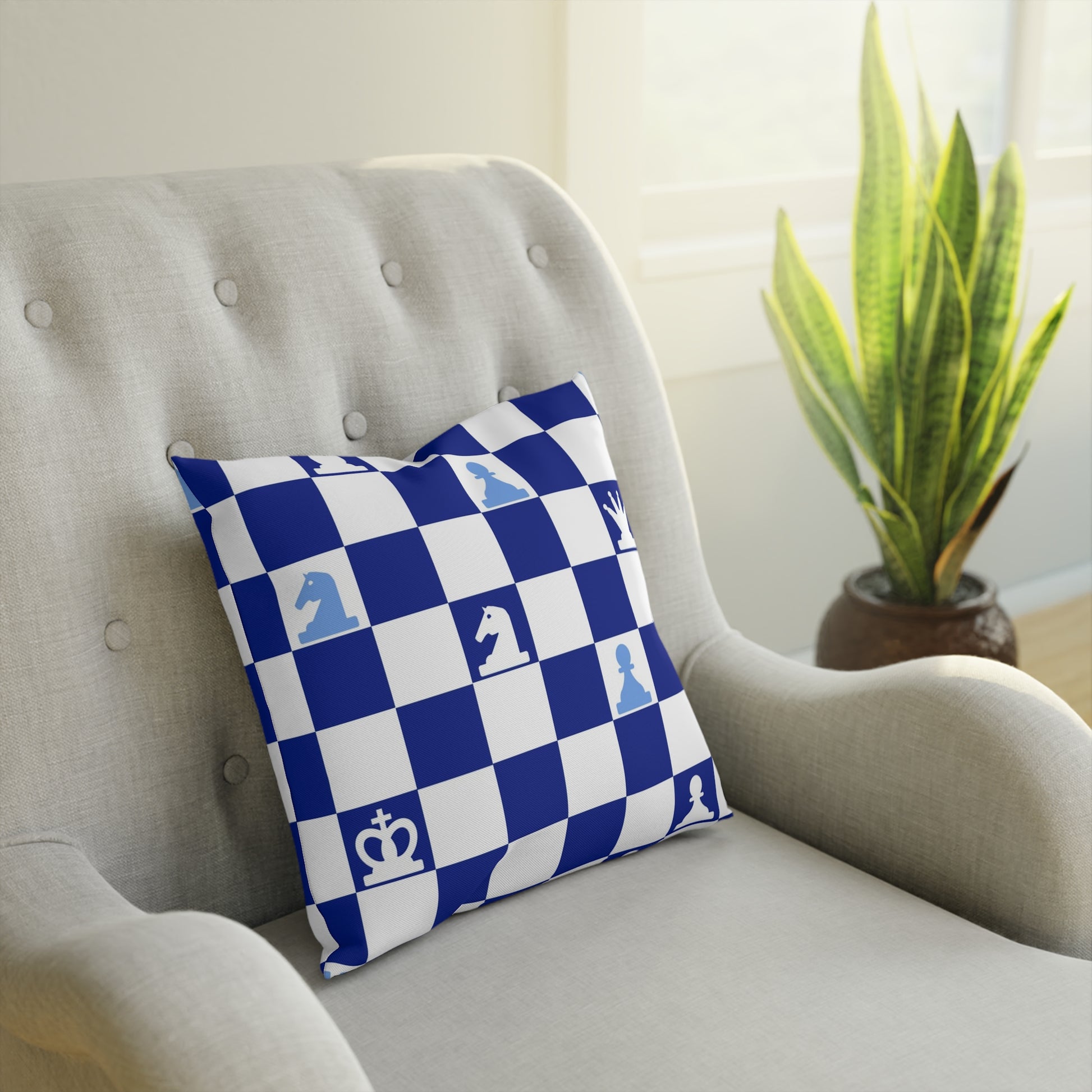 Chessboard Navy Blue Cushion, Artsulli - Art is Long, Life is Short, Home Decor, , , , , , , 