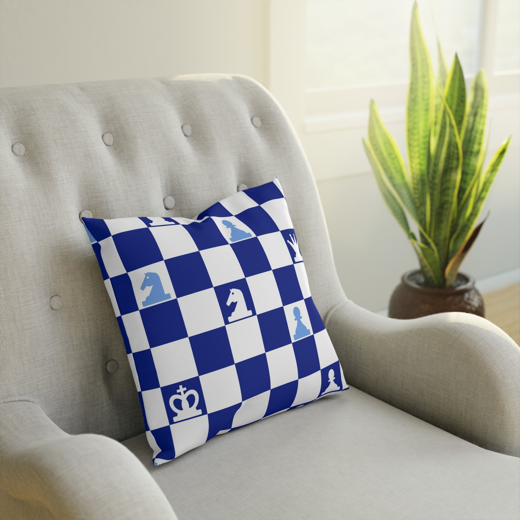Chessboard Navy Blue Cushion, Artsulli - Art is Long, Life is Short, Home Decor, , , , , , , 
