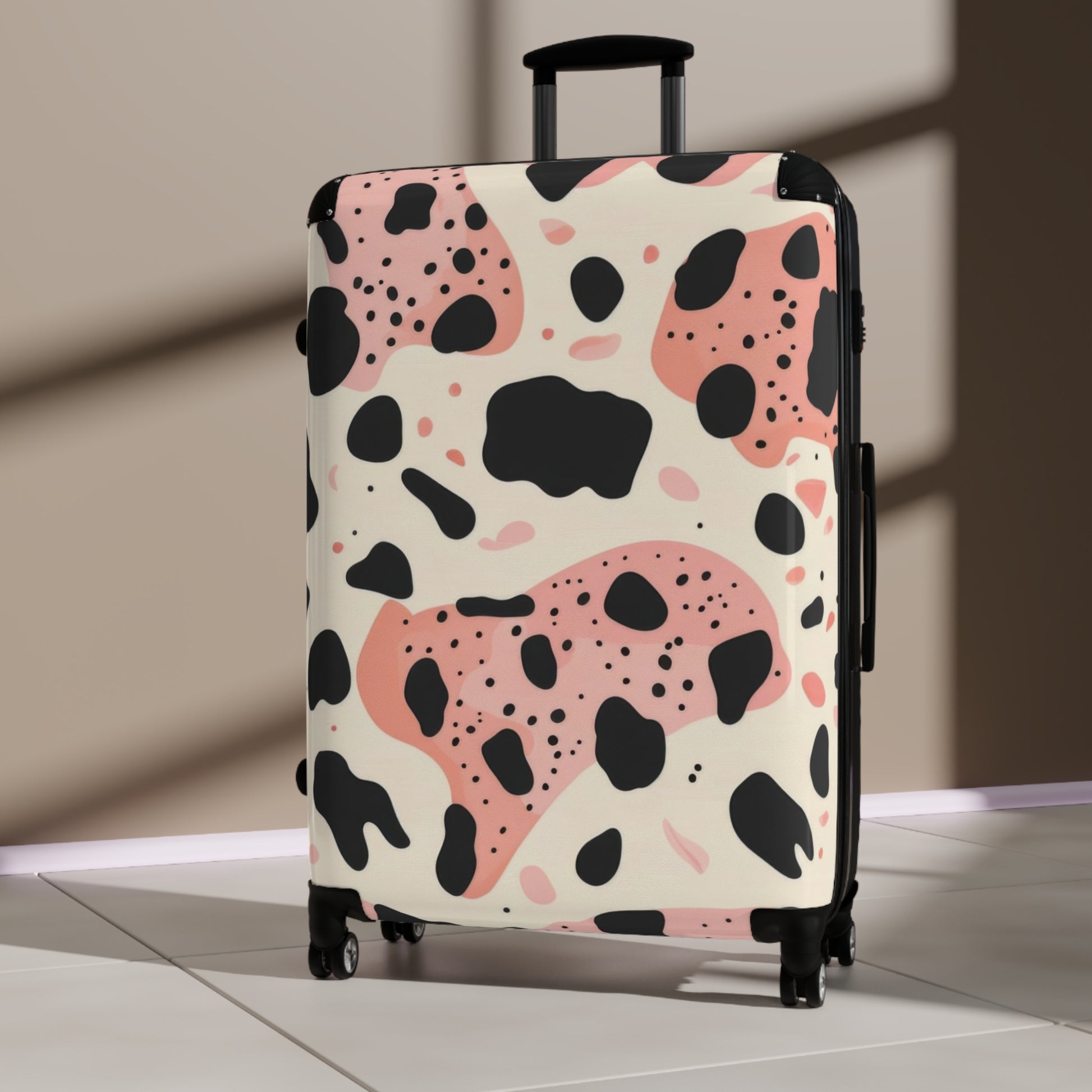 Organic Cow Print Cream and Pink Suitcase, Artsulli - Art is Long, Life is Short, Bags, , , , , , , 
