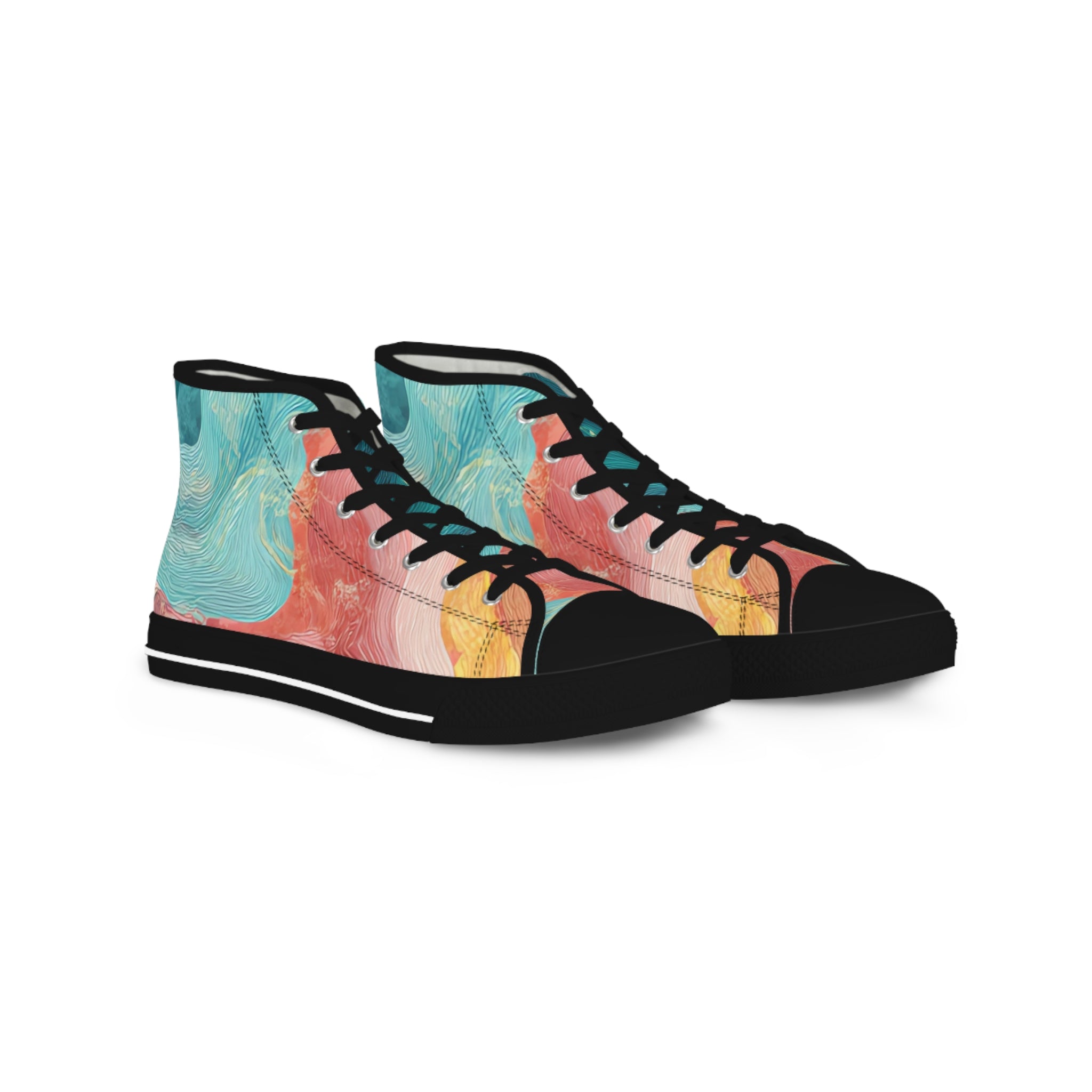Liquid Marble Spill Men's High Top Sneakers, Artsulli - Art is Long, Life is Short, Shoes, Size, US 5, Color, Black sole, , , 20475763805843486908