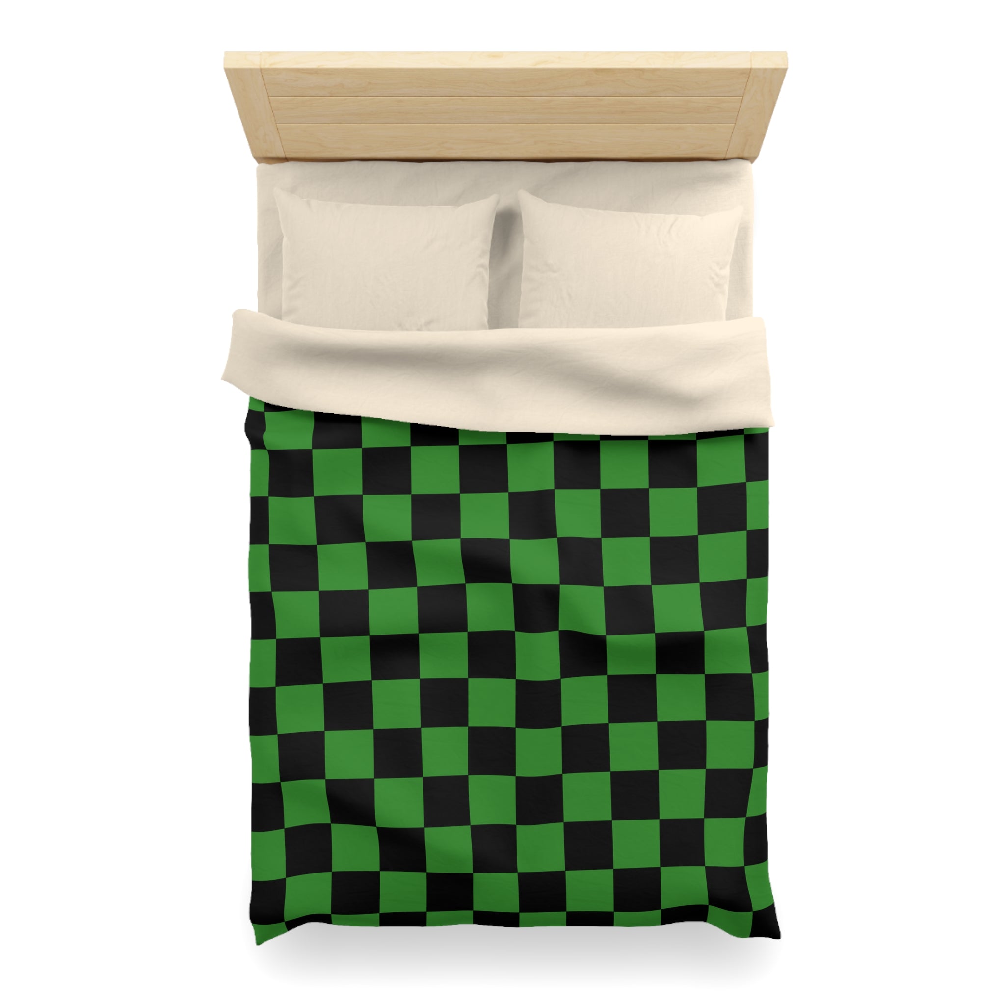 Checkerboard Green and Black Microfiber Duvet Cover, Artsulli - Art is Long, Life is Short, Home Decor, , , , , , , 