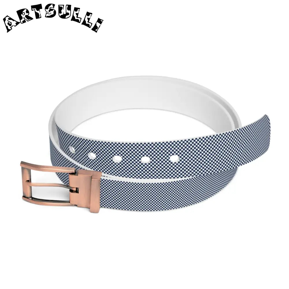 JAKKOUTTHEBXX Checkerboard White and Navy Blue Belt JAKKOUTTHEBXX