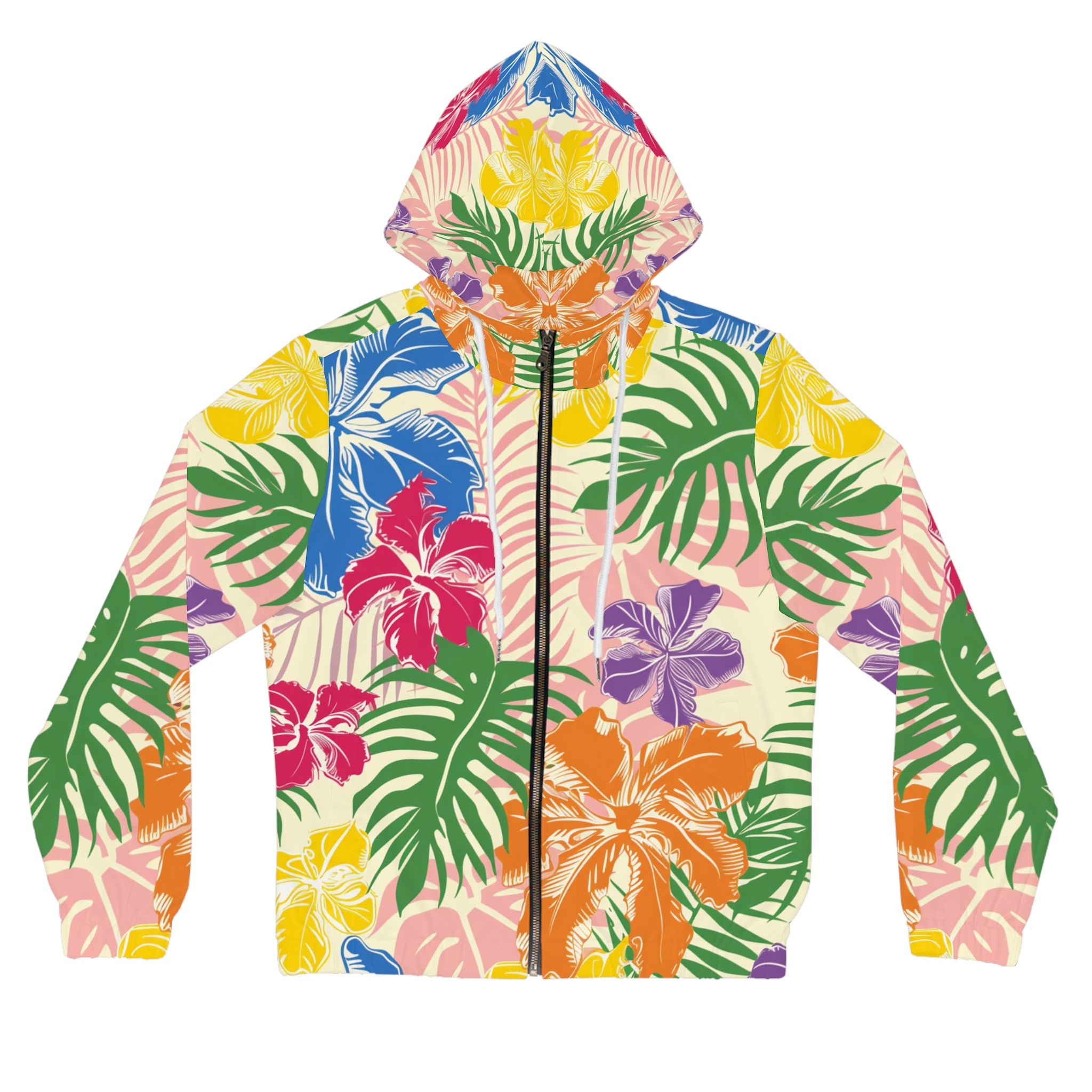 Blooming Tropical Flowers Women’s Full-Zip Hoodie (AOP), Artsulli - Art is Long, Life is Short, All Over Prints, Size, XS, Color, White, , , 17086139371452314120